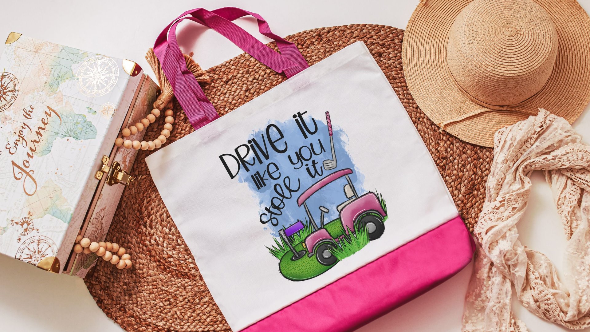 drive it like you stole it golf cart tote bag for women, funny golf gifts for her, golf mom Mothers Day gifts for golfers, lady golfer gifts