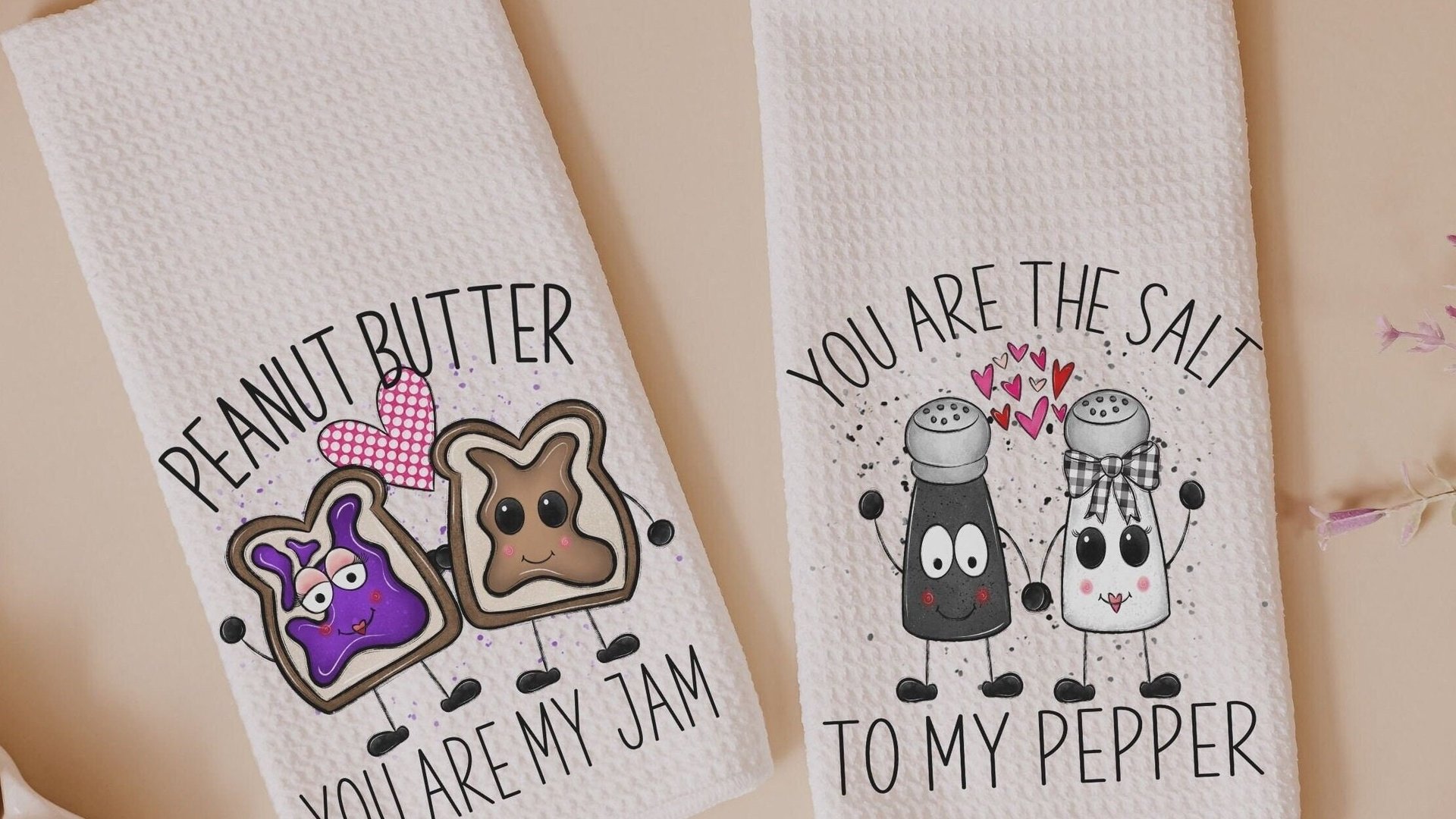 pb and j you're my jam cute Valentines kitchen towels, you're the salt to my pepper funny Valentines gifts for girlfriend, Valentine wedding