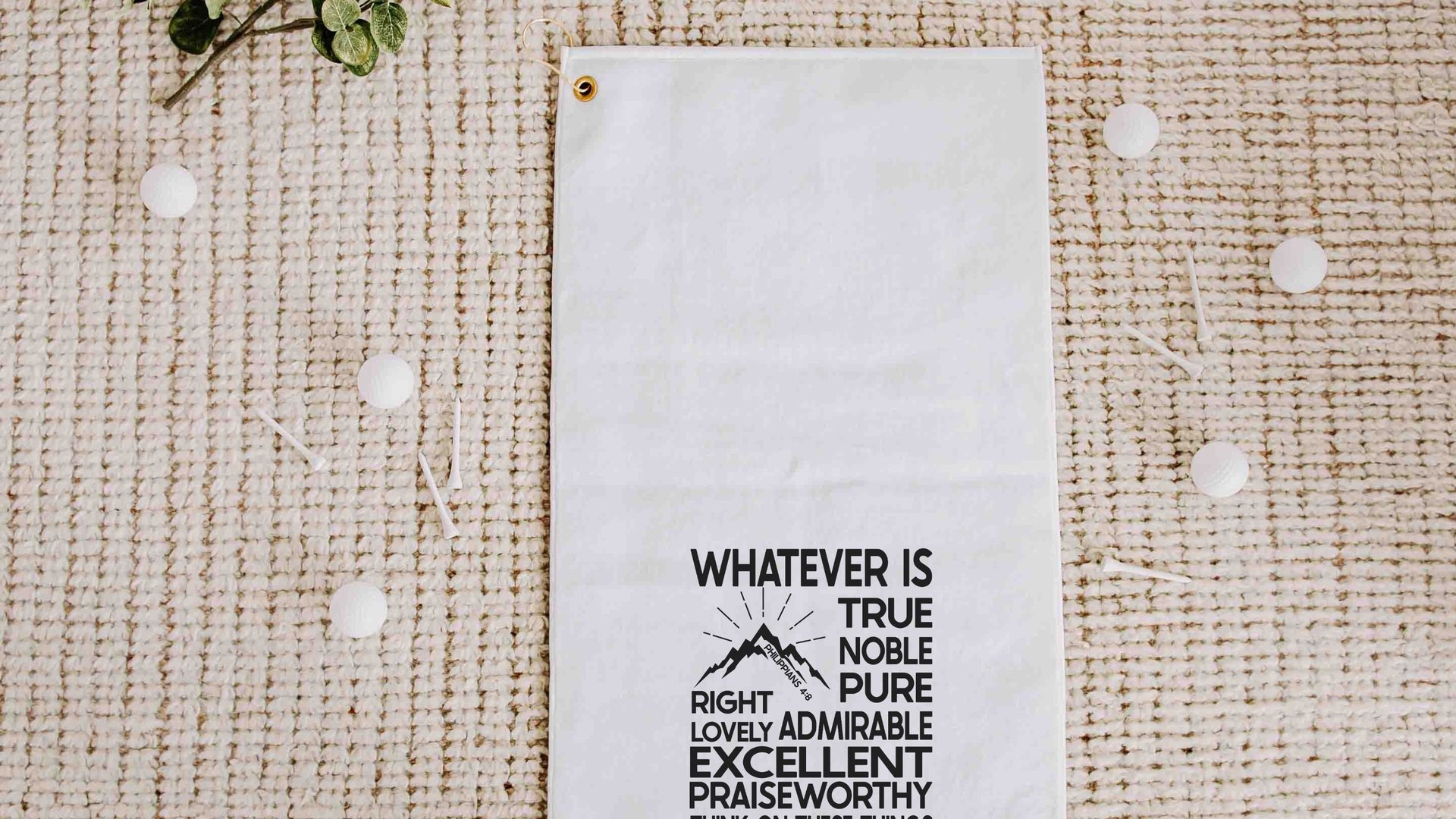 Christian golf towel for golf bags, whatever is true scripture gifts for men, Philippians 4:8 Bible verse golf gifts for son in law, ball