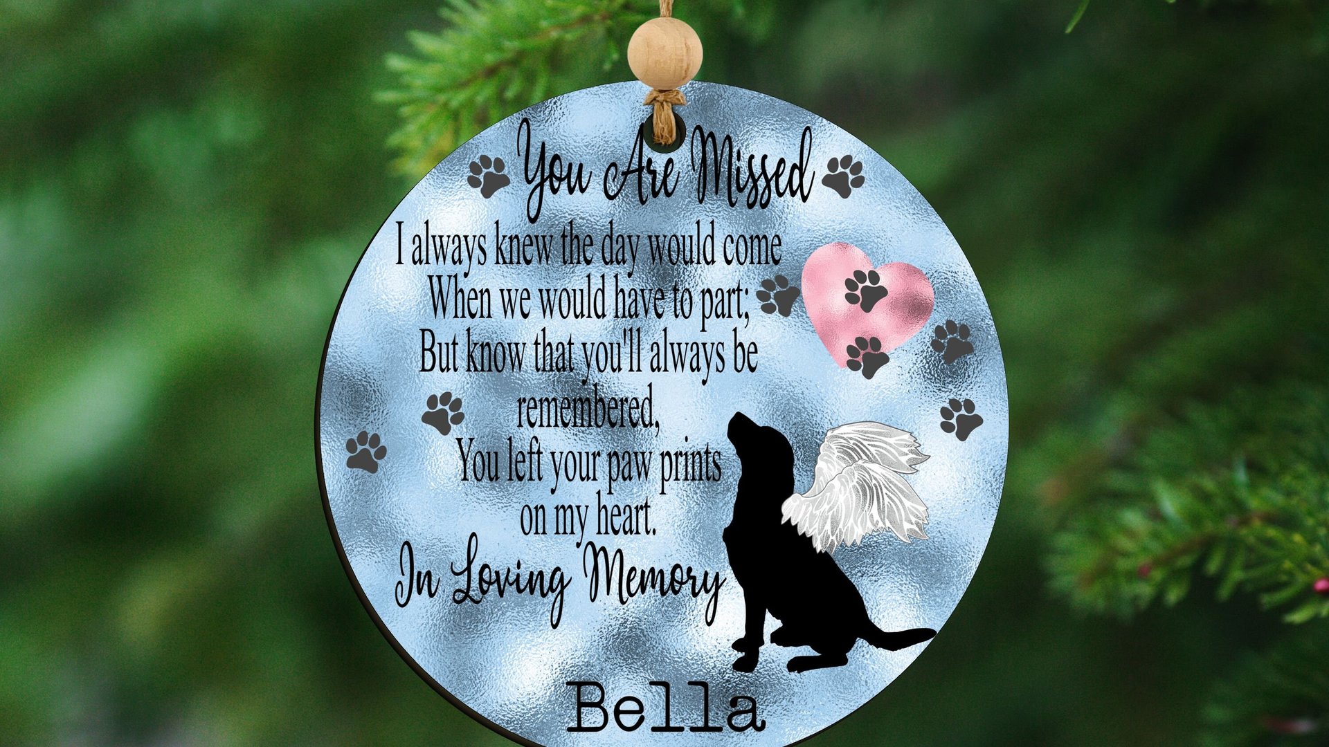 personalized paw prints on my heart dog memorial ornament for dogs that passed away, in loving memory dog bereavement gift, loss of dog