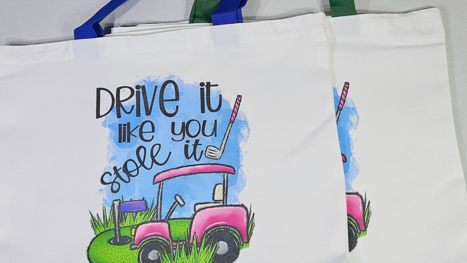 drive it like you stole it golf cart tote bag for women, funny golf gifts for her, golf mom Mothers Day gifts for golfers, lady golfer gifts