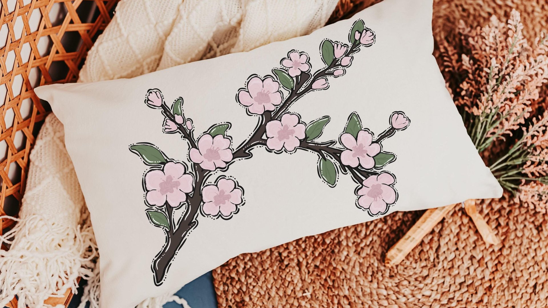 cherry blossom floral kitchen towels for gifts, Japanese aesthetic Japandi kitchen decor, bridal shower gift for bride to be, Sakura flower