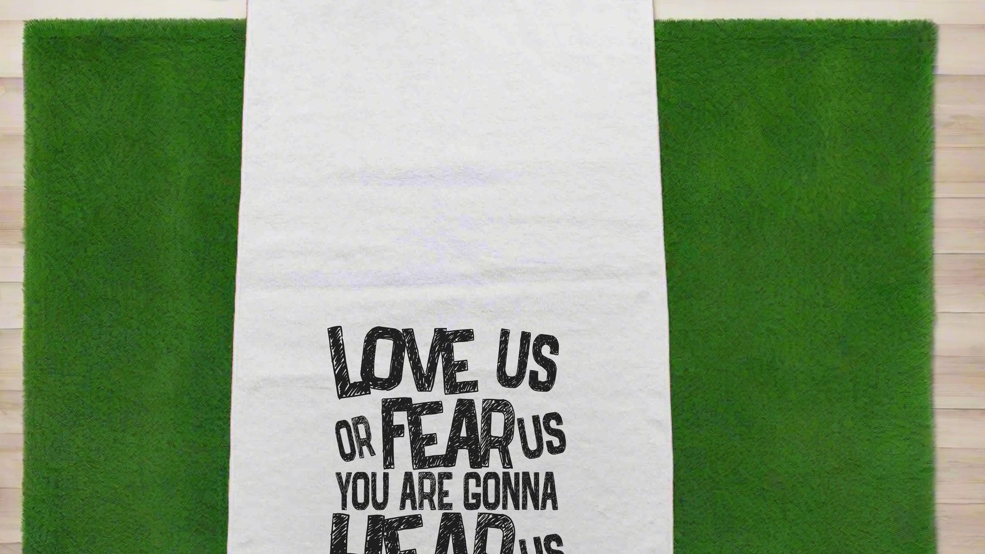 love us or fear us rally towel baseball mom gifts, game day football dad gift, sports duffle bag accessories, golf towel with grommet, coach