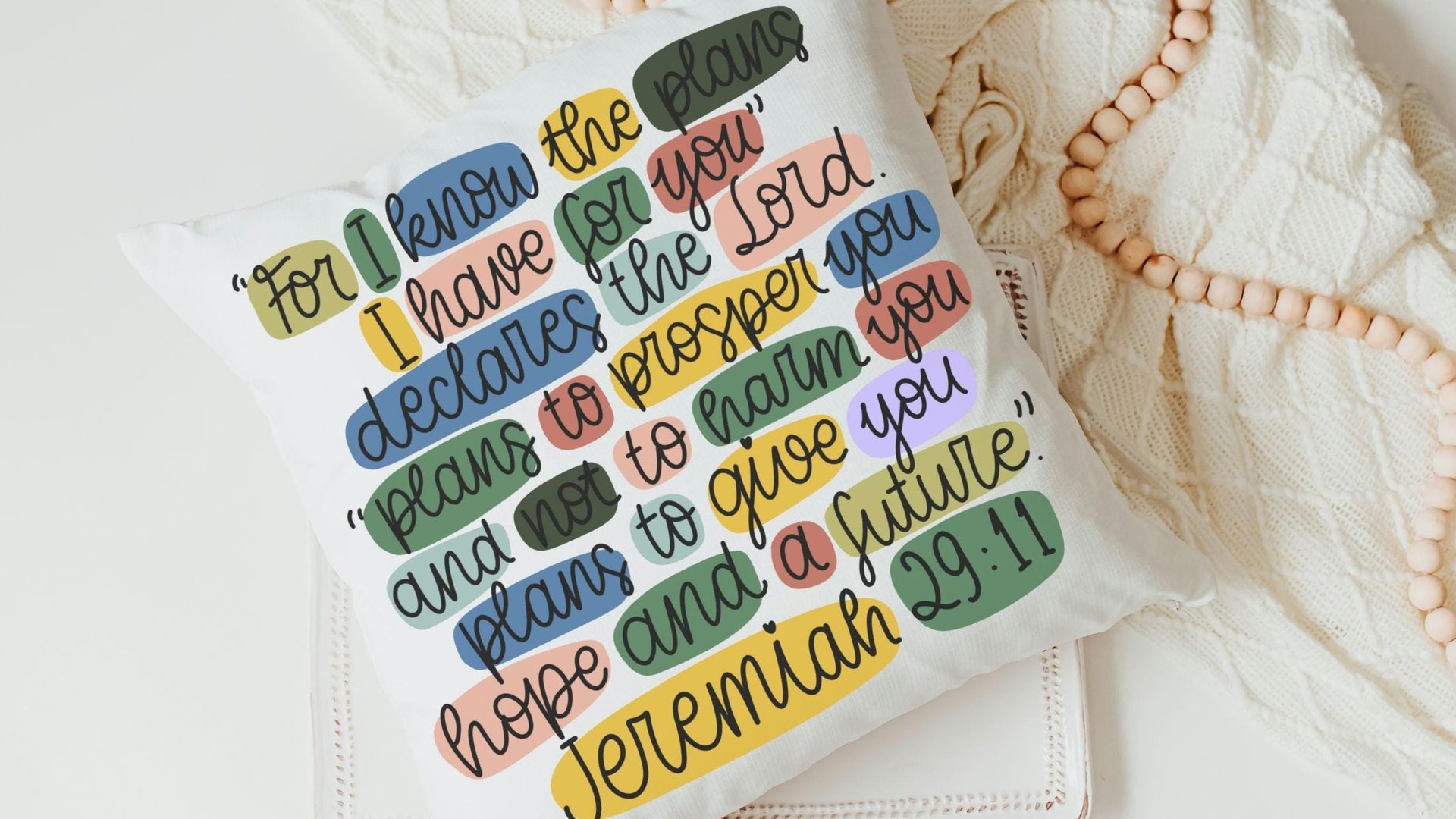 for I know the plans I have Bible verse decorative pillows with scripture, Jeremiah 29:11 throw pillow covers 18 x 18, Christian baby gifts