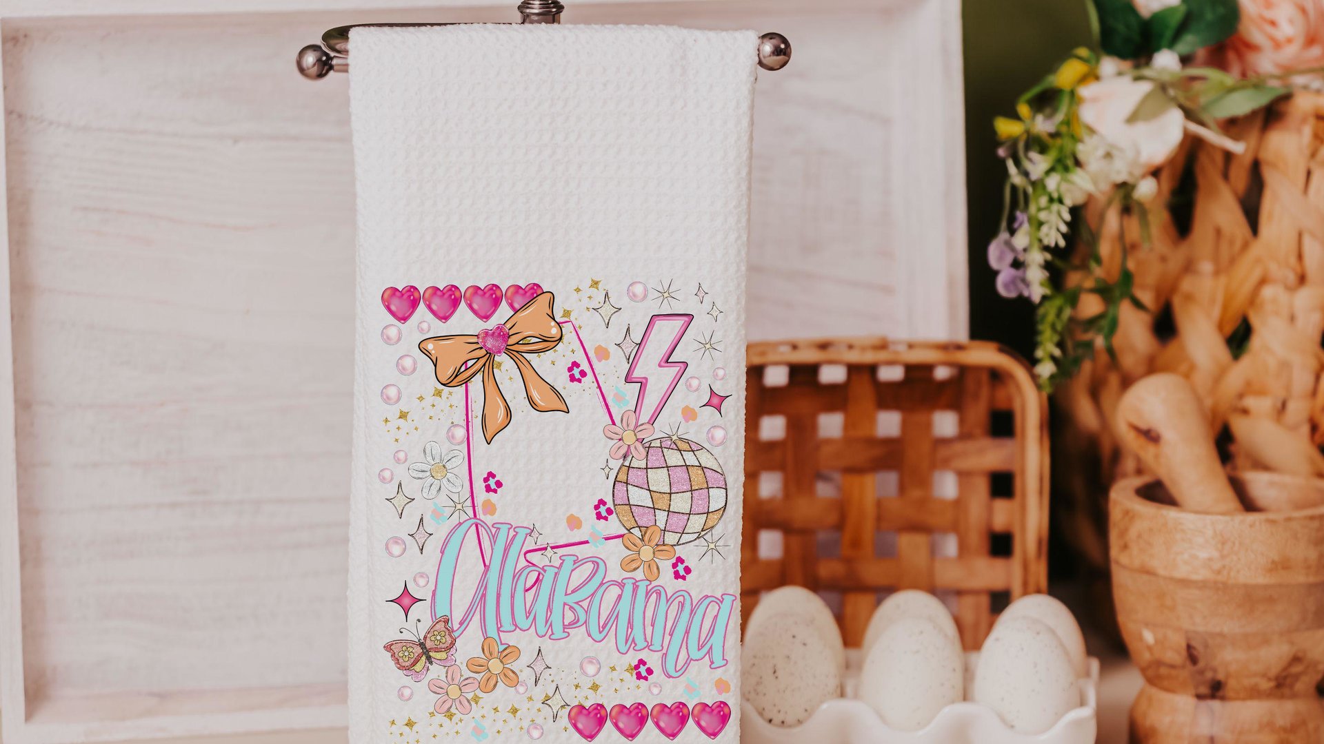 custom Alabama throw pillow for bed, Alabama coquette preppy hand towel bathroom essentials, Alabama college gifts for girls, pink preppy