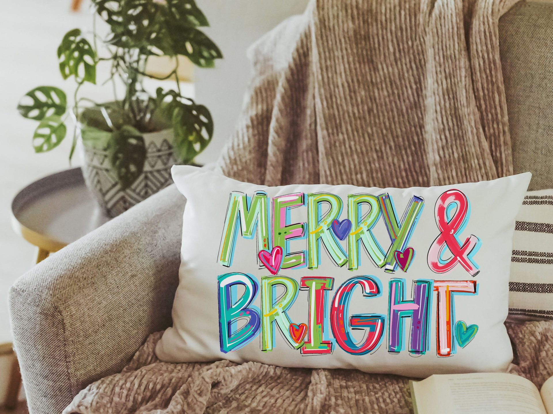 merry and bright hand towels for bathroom, colorful Christmas decor, fun Christmas gifts for adults, cute Christmas kitchen towels for gifts