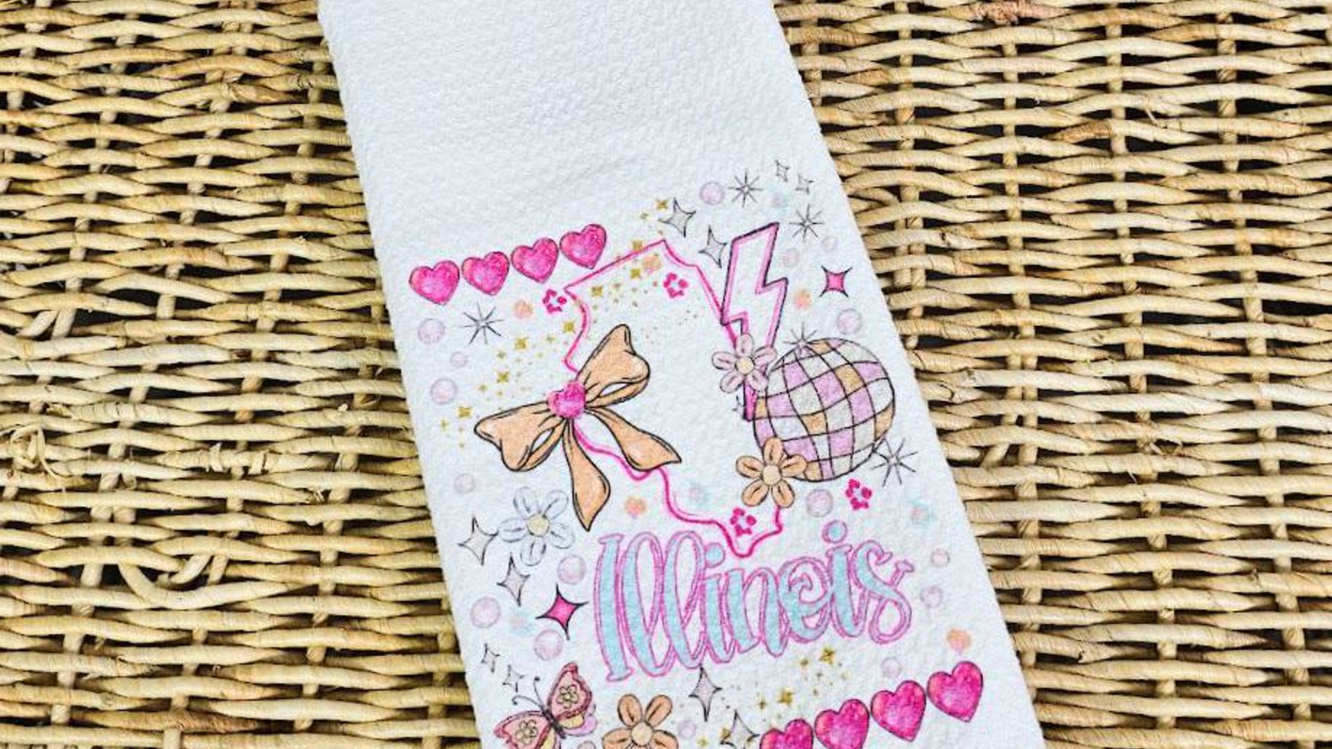 illinois pillow for bed, preppy throw pillows for dorm, moving to Chicago Illinois gifts, whimsical coquette kitchen towels decorative hand