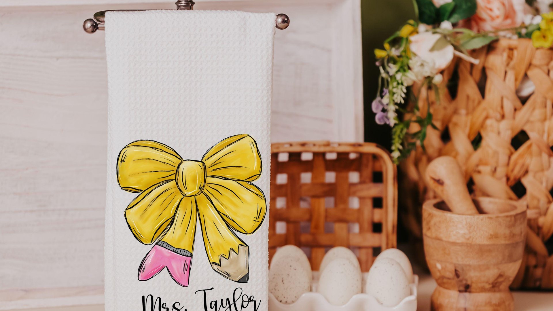 personalized pencil bow teacher ornament wood, 2026 teacher appreciation week gifts, end of year teacher gifts keepsake, teacher car charm