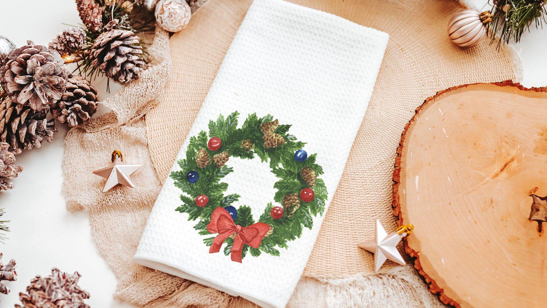 watercolor wreath Christmas throw pillows for couch trendy Christmas pillow covers 18 x 18, cozy Christmas decor for home, Christmas gifts