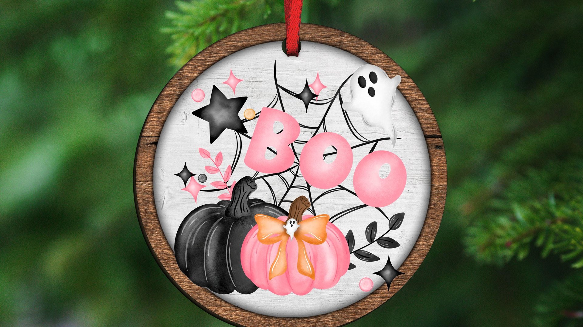 coquette Halloween decor set, boo Halloween gift set for her, cute Halloween gifts for women, pink pumpkin throw pillow for couch, whimsical