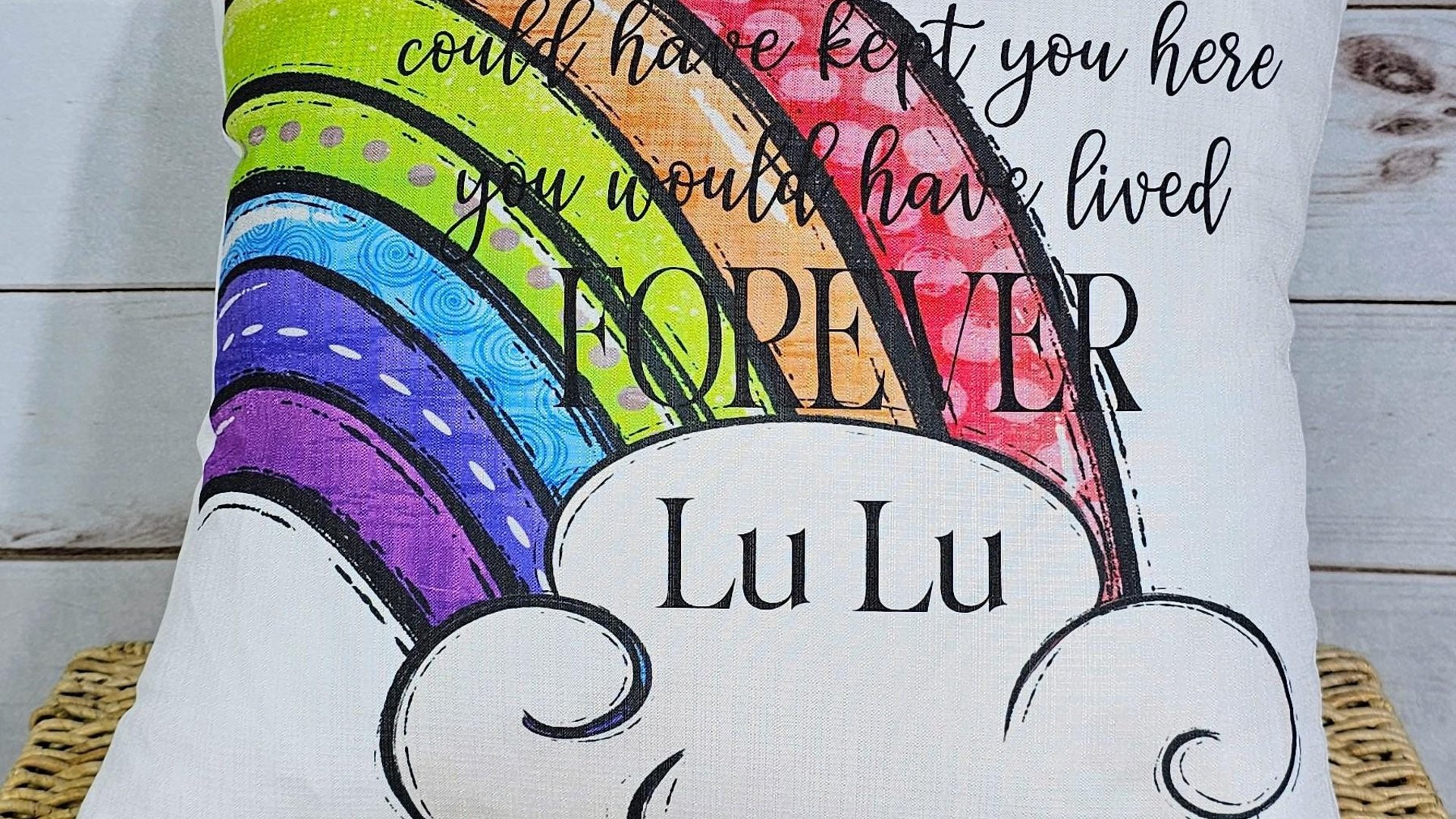 personalized dog rainbow bridge throw pillow for couch, remembrance pillow for sofa, grieving dog loss sympathy gift for women, loss of dog