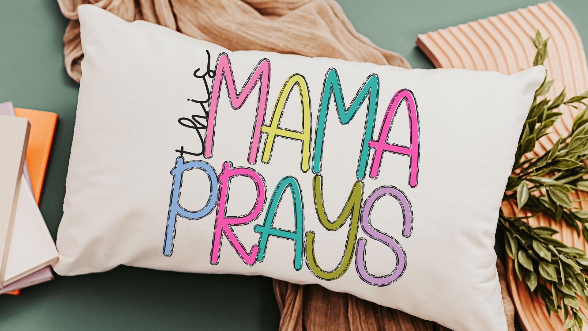 this mama prays lumbar pillow for bed, cute Christian throw pillows for couch, rocking chair pillow, unique gifts for Mothers day gifts for