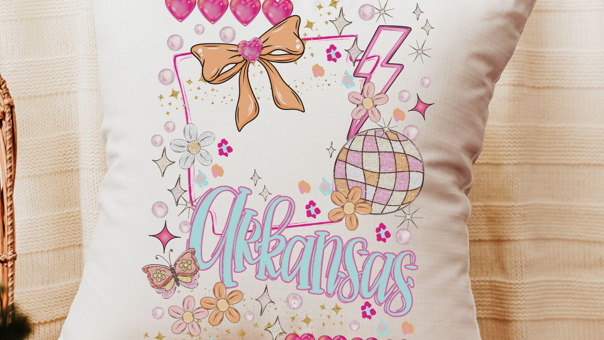 custom Arkansas throw pillows for couch, preppy room decor aesthetic pillow covers 18 x 18, Little Rock Arkansas gifts, college student gift