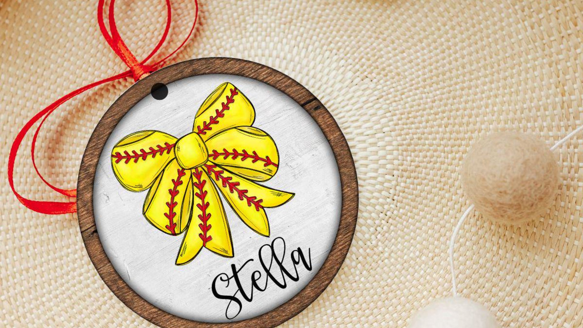 personalized softball coquette bow softball throw pillows for bed cute softball mom gift set for women, softball bow kitchen towels for gift