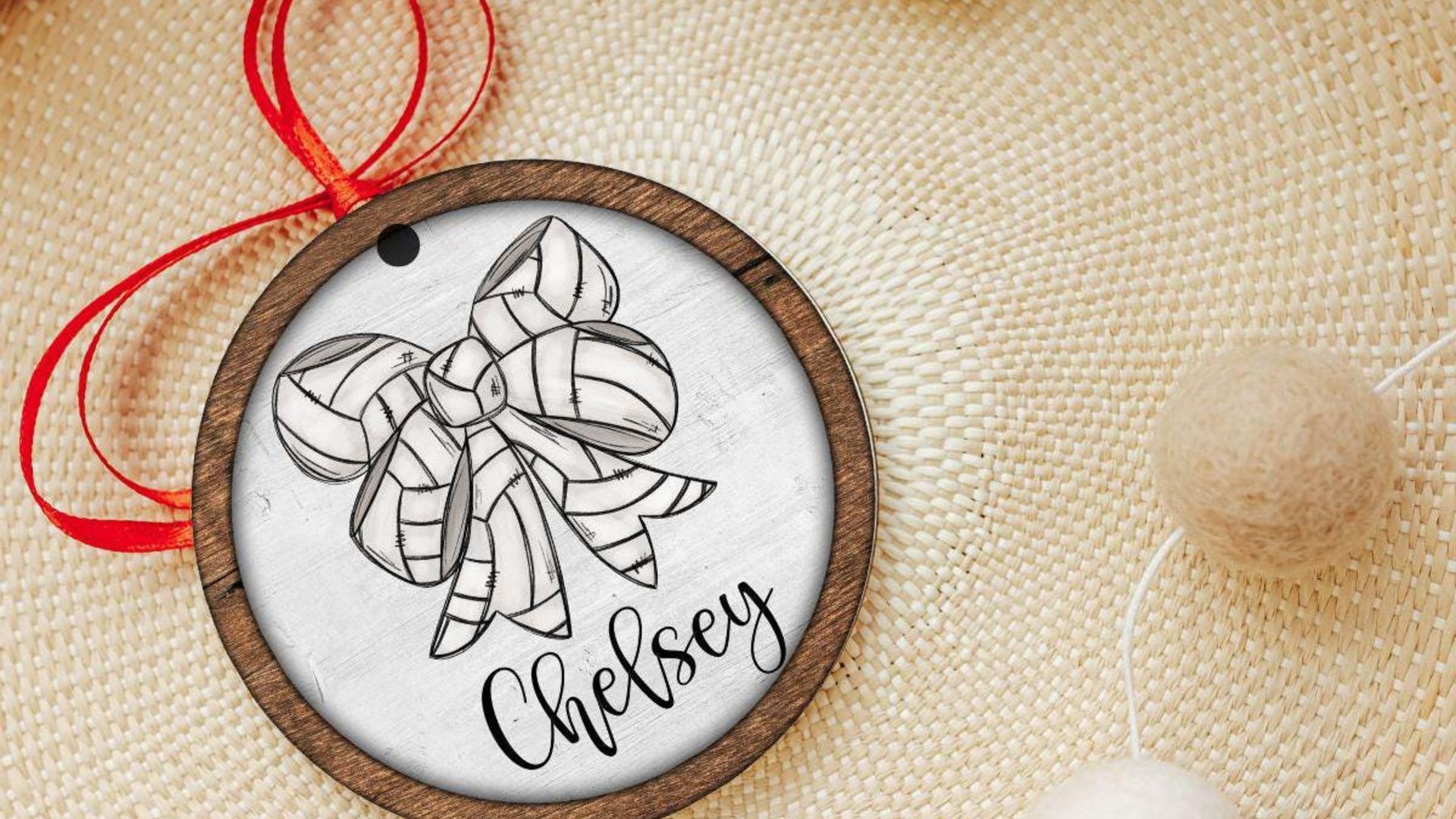 personalized volleyball coquette Christmas ornament with name, cute volleyball gifts for teenage girls, volleyball car charms rear view