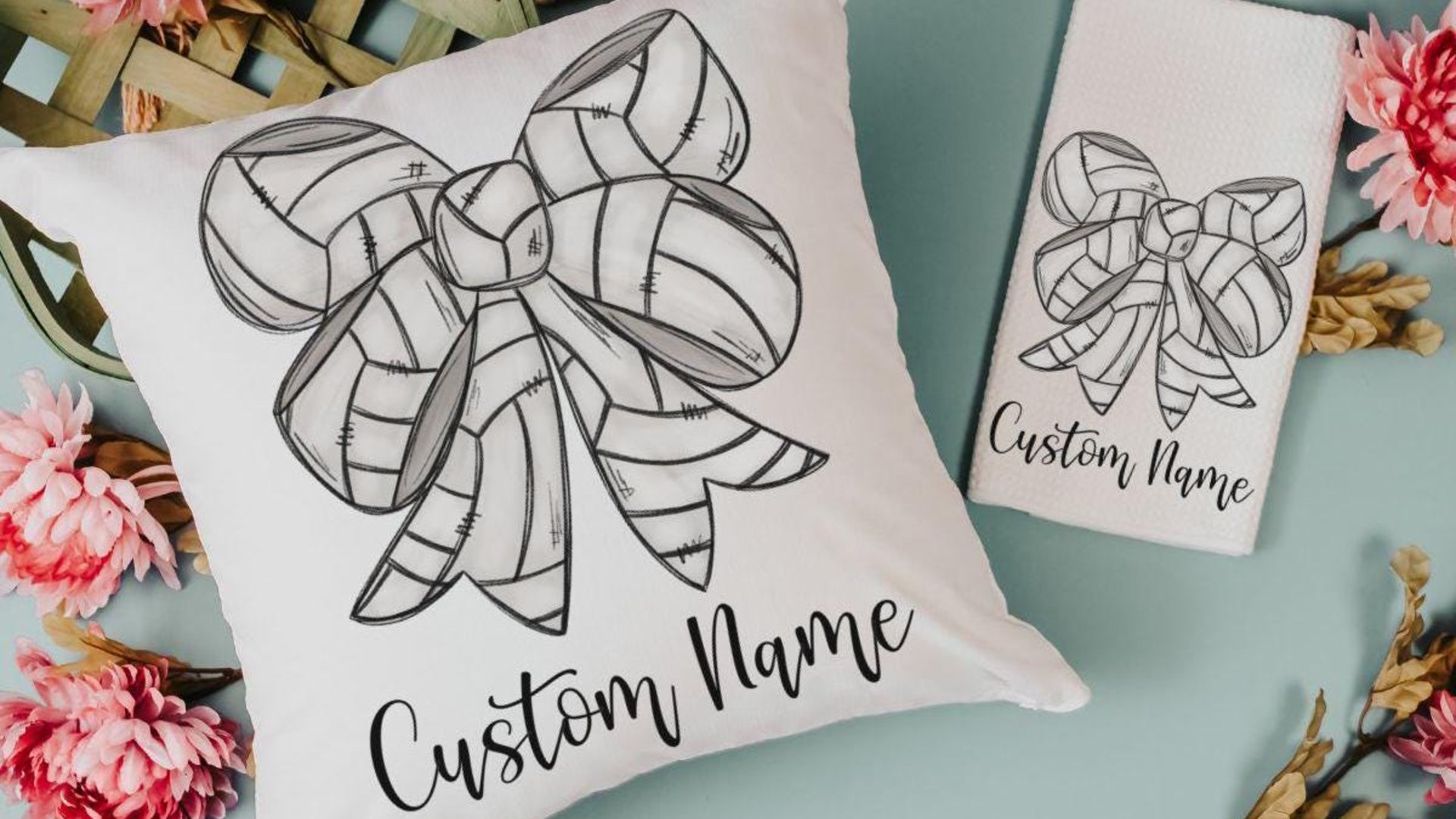 personalized volleyball coquette Christmas ornament with name, cute volleyball gifts for teenage girls, volleyball car charms rear view