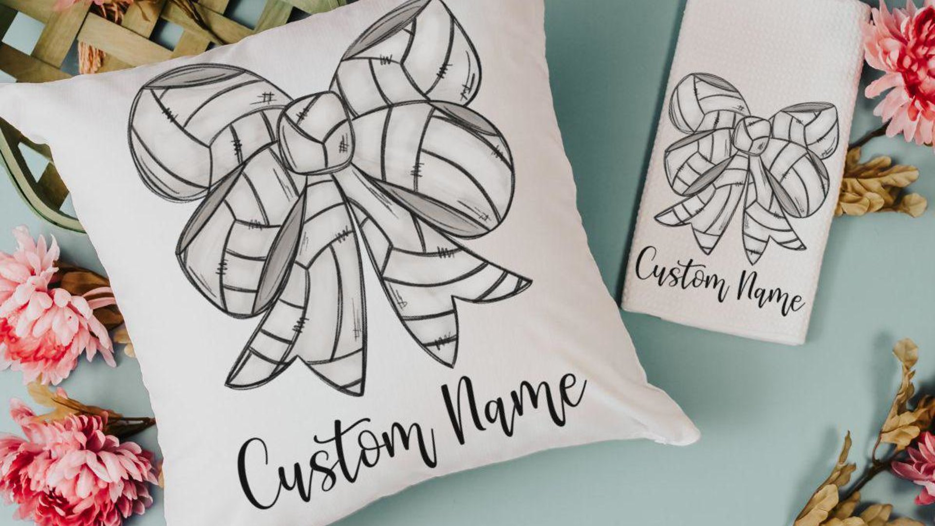 personalized volleyball coquette volleyball throw pillow for dorm, cute volleyball senior gifts for girls, volleyball coach gifts for women