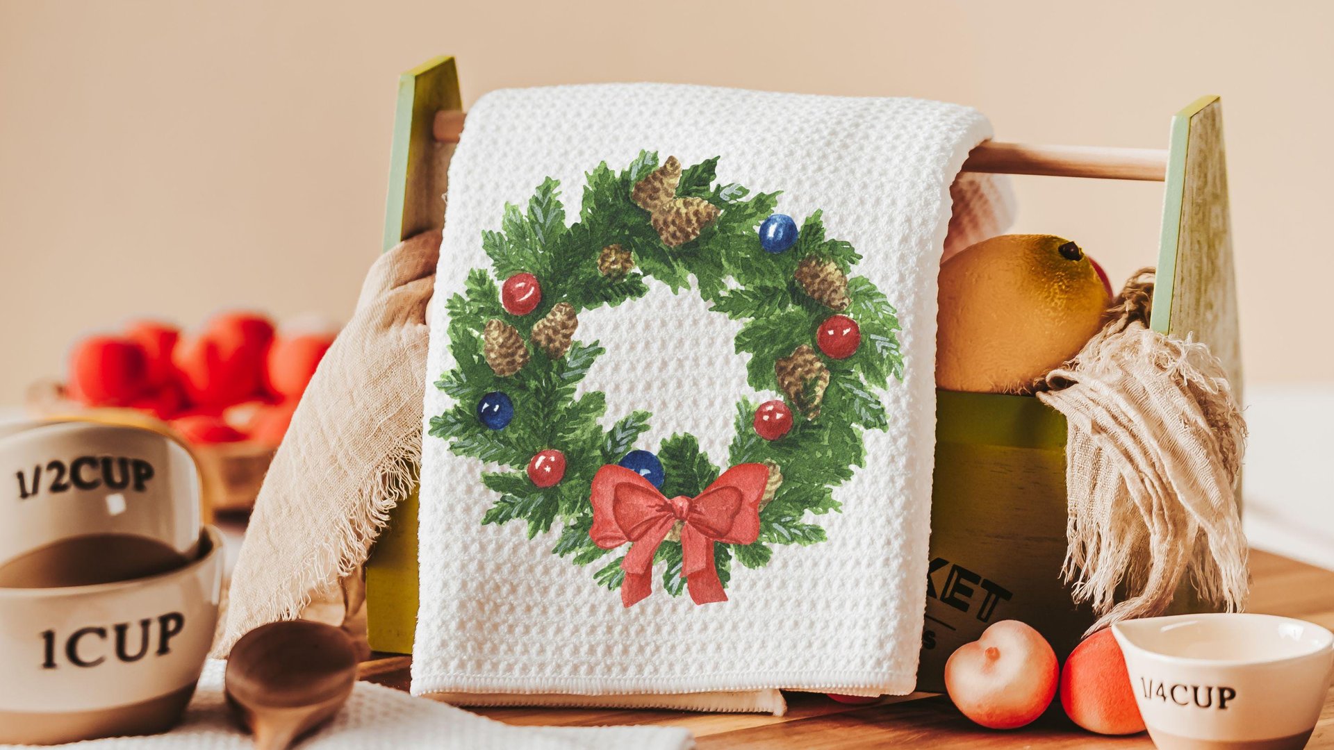 watercolor wreath Christmas throw pillows for couch trendy Christmas pillow covers 18 x 18, cozy Christmas decor for home, Christmas gifts