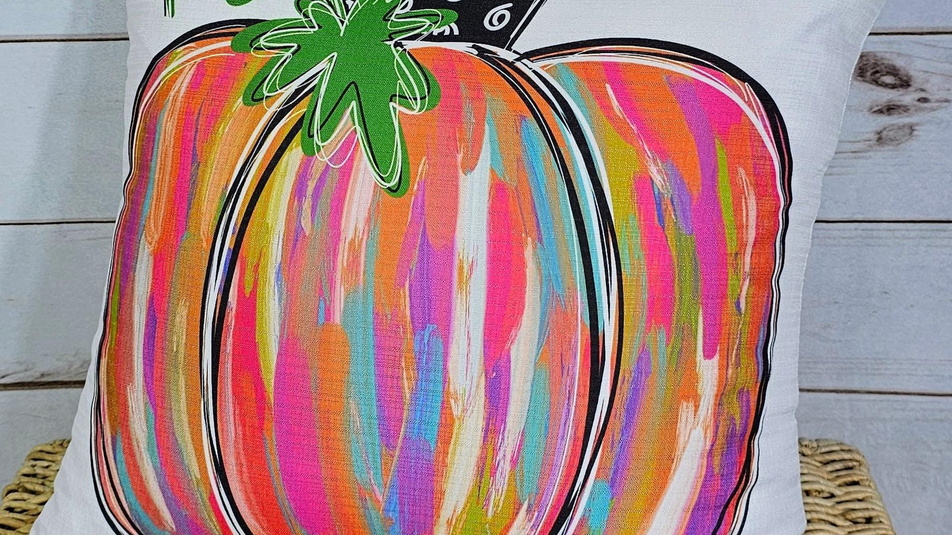 watercolor pumpkin throw pillow for bed trendy fall decor for home, autumn pillow covers 18x18, Thanksgiving hostess gifts for women, cute