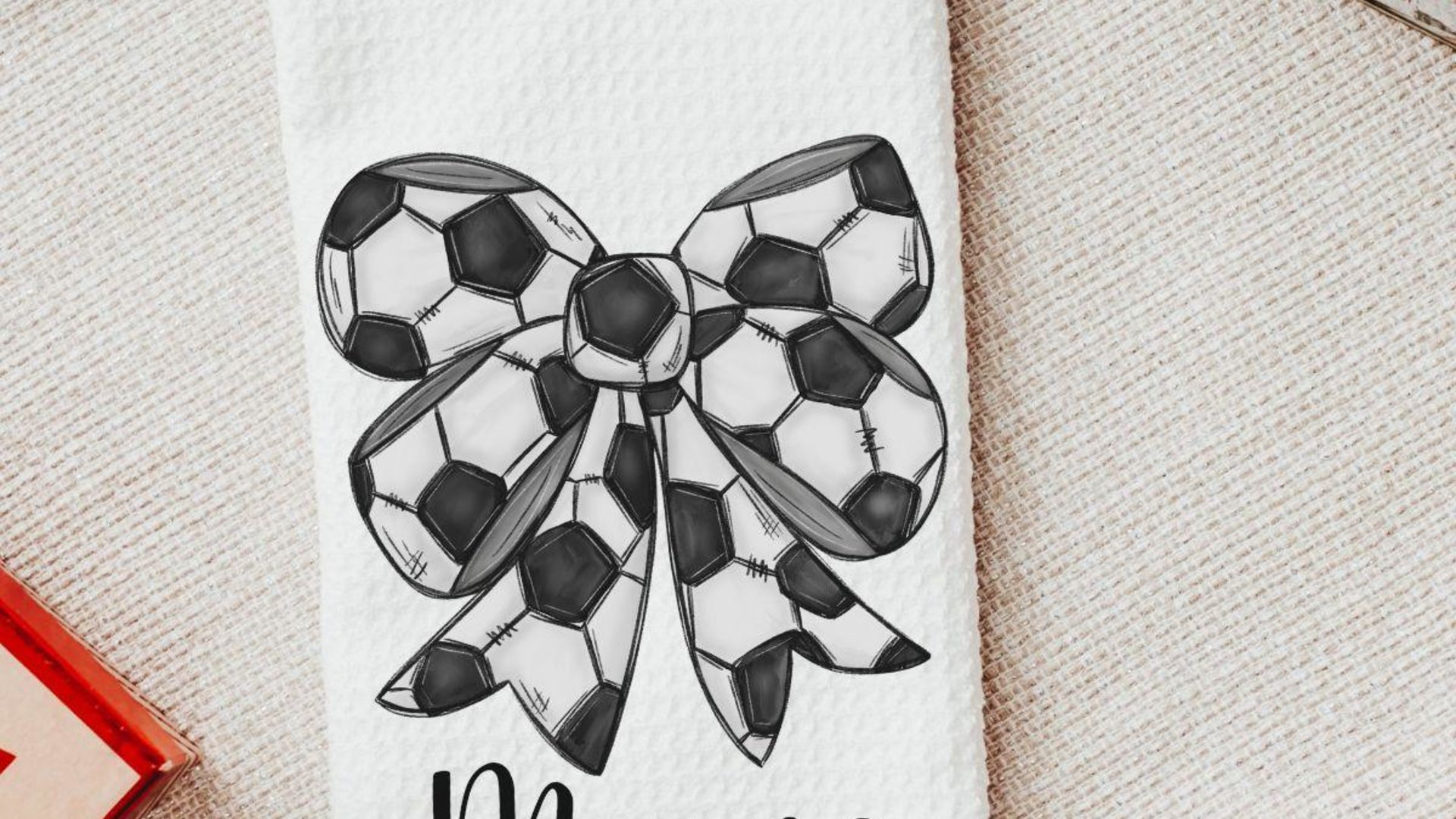 personalized soccer coquette kitchen towels for gifts, soccer bathroom decor, soccer gifts for kids, soccer senior gifts for girls, rally