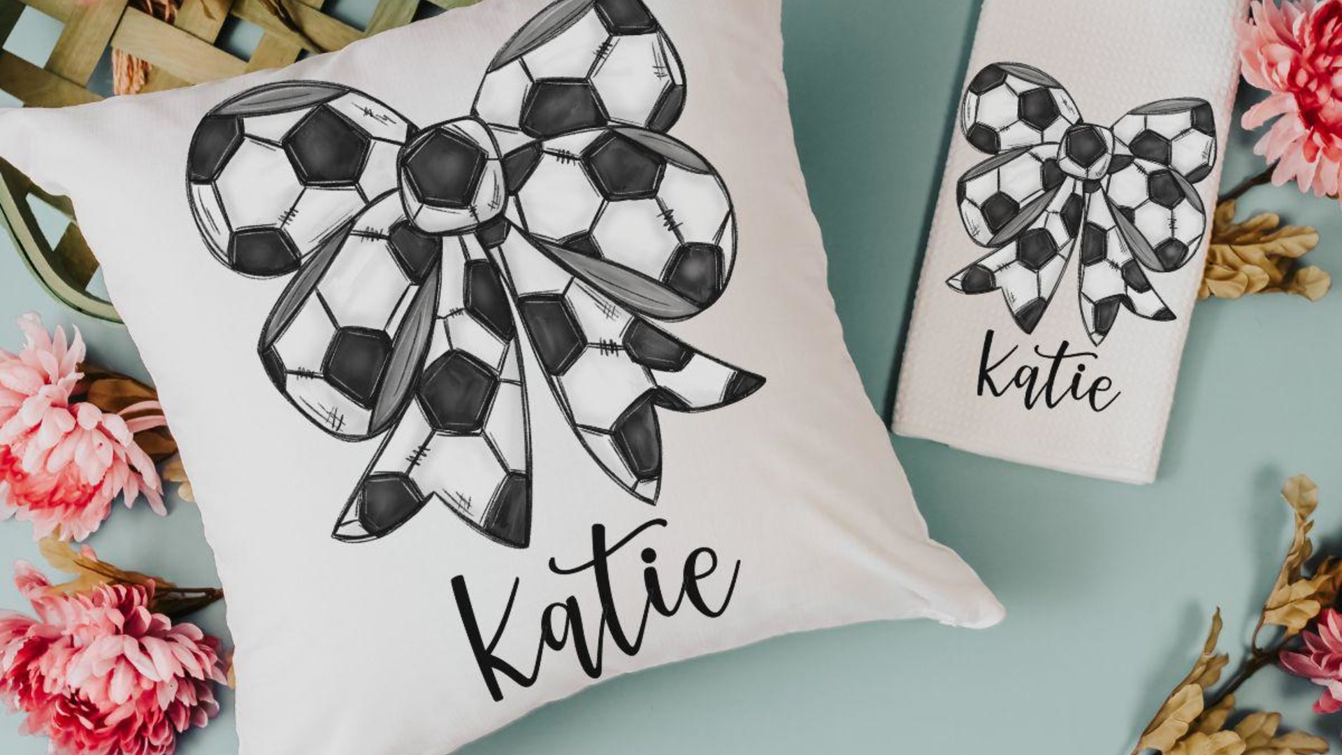 personalized soccer coquette kitchen towels for gifts, soccer bathroom decor, soccer gifts for kids, soccer senior gifts for girls, rally