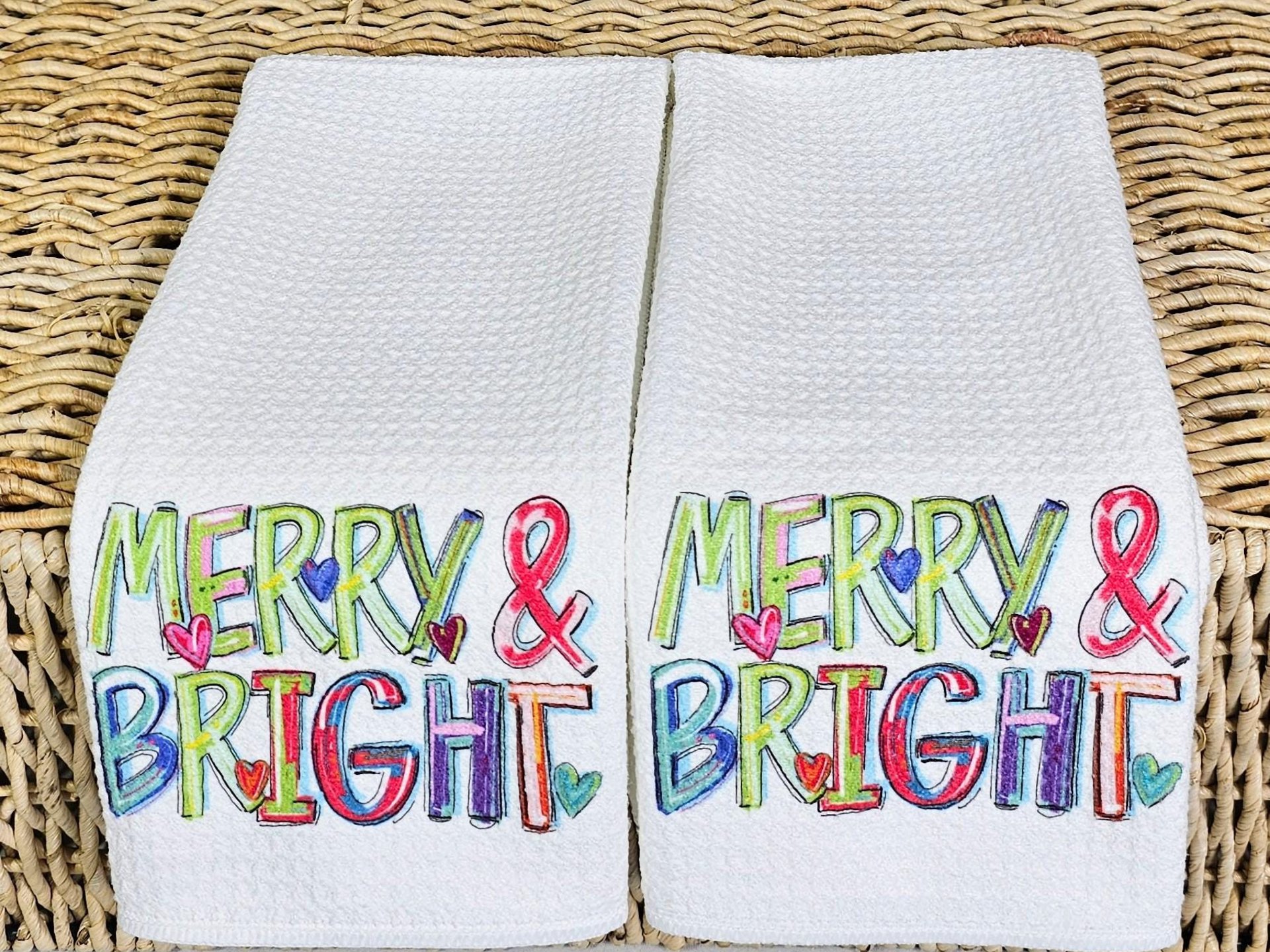 Merry and bright colorful Christmas pillow 