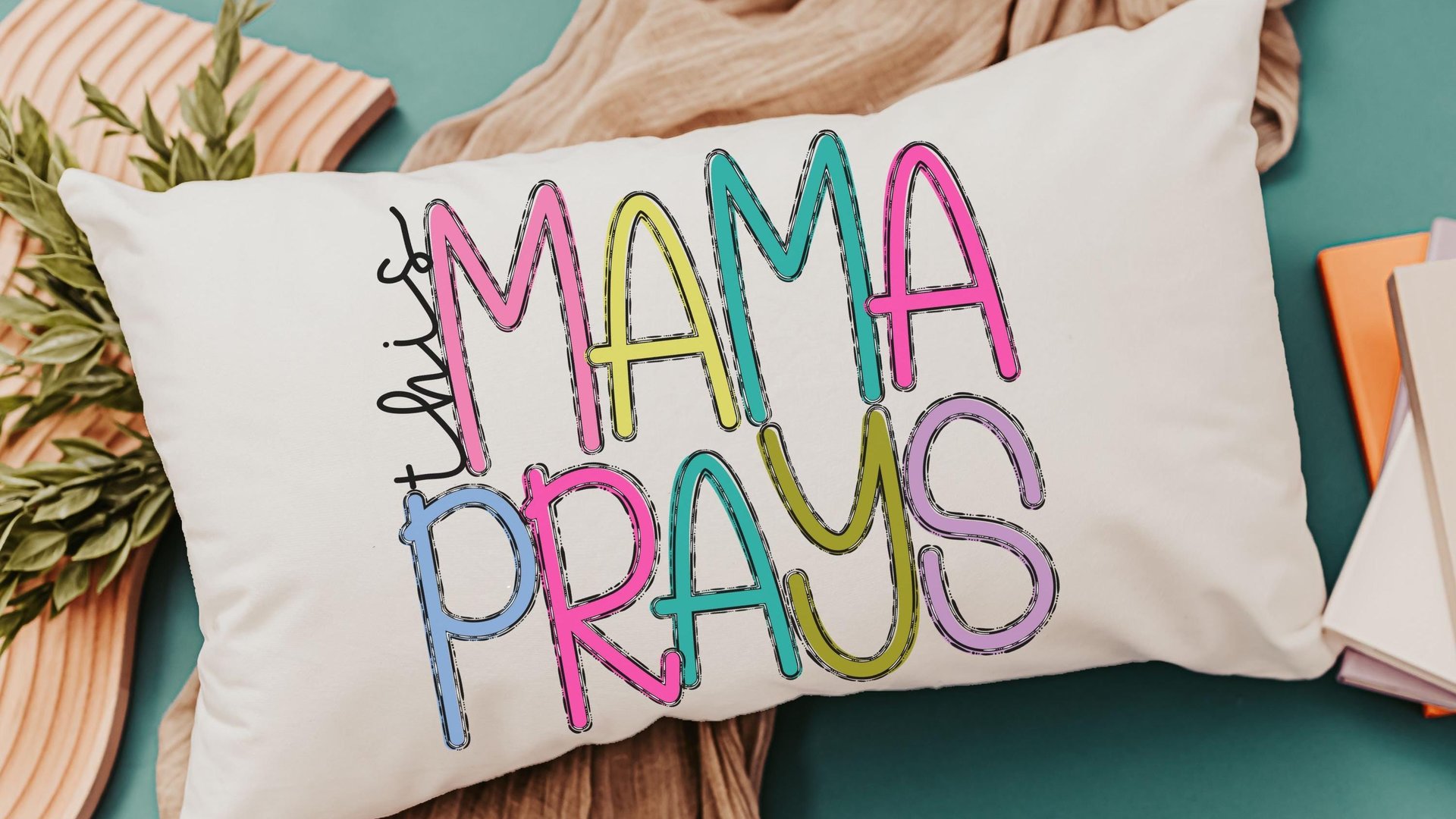 this mama prays lumbar pillow for bed, cute Christian throw pillows for couch, rocking chair pillow, unique gifts for Mothers day gifts for