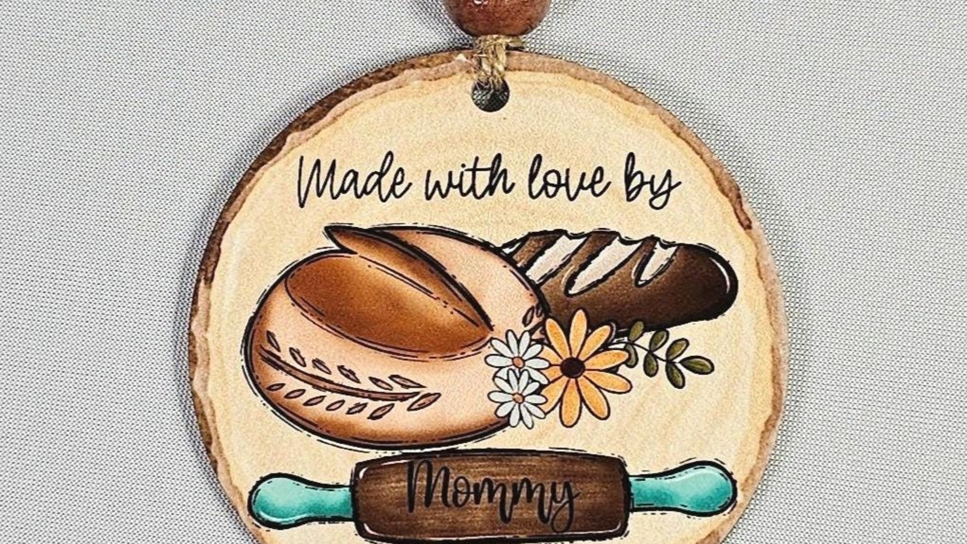 personalized made with love from the kitchen sourdough ornaments, baking gifts for Mom, cute Mothers day gifts for daughter in law, rear