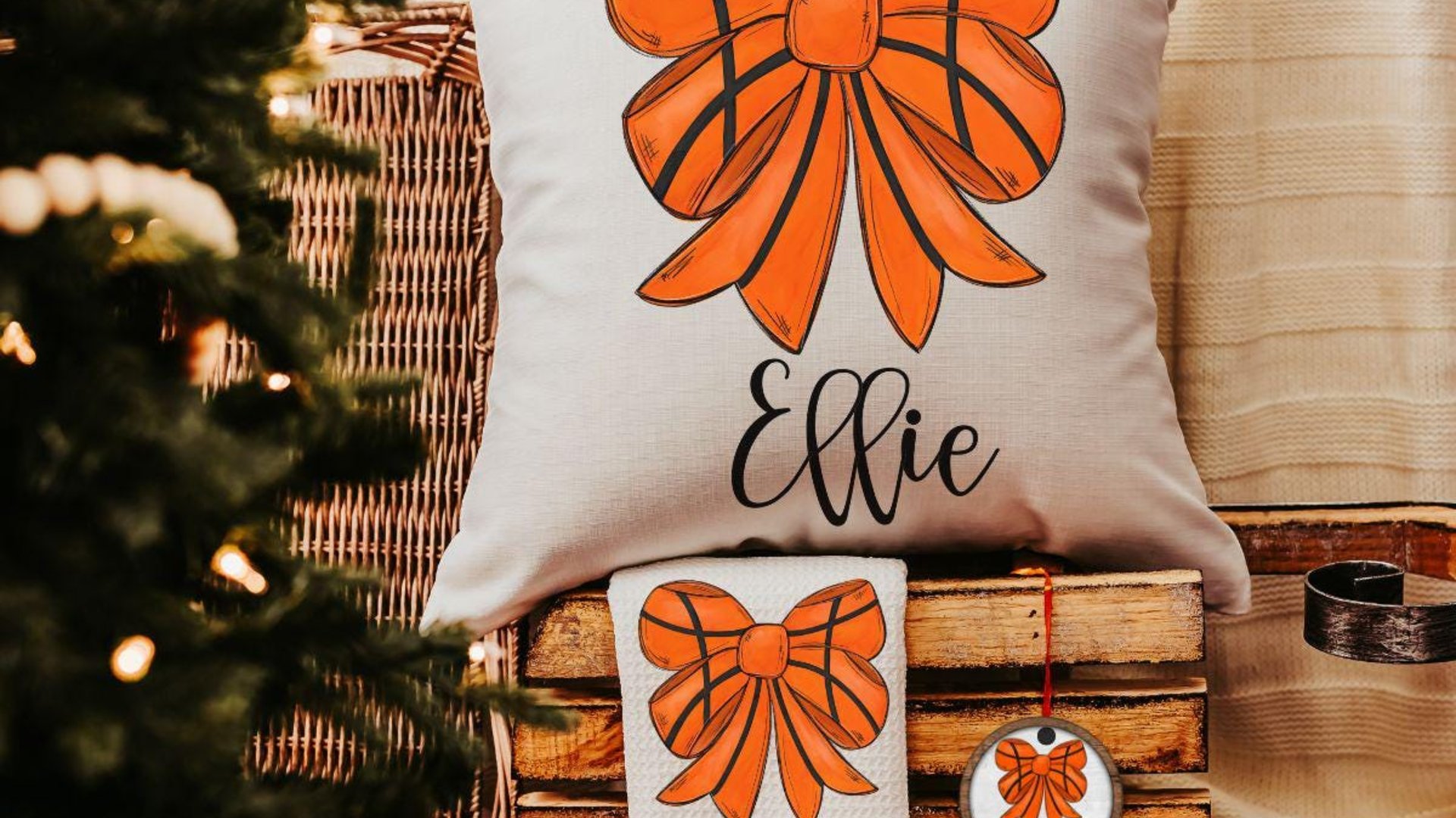 personalized girly basketball throw pillow for bed cute basketball gifts for girls, basketball coquette room decor for teens, basketball mom