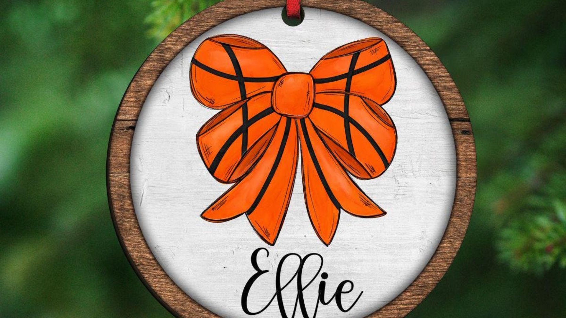 personalized basketball coquette Christmas ornament with name, girly basketball car charms rear view mirror accessories cute basketball gift