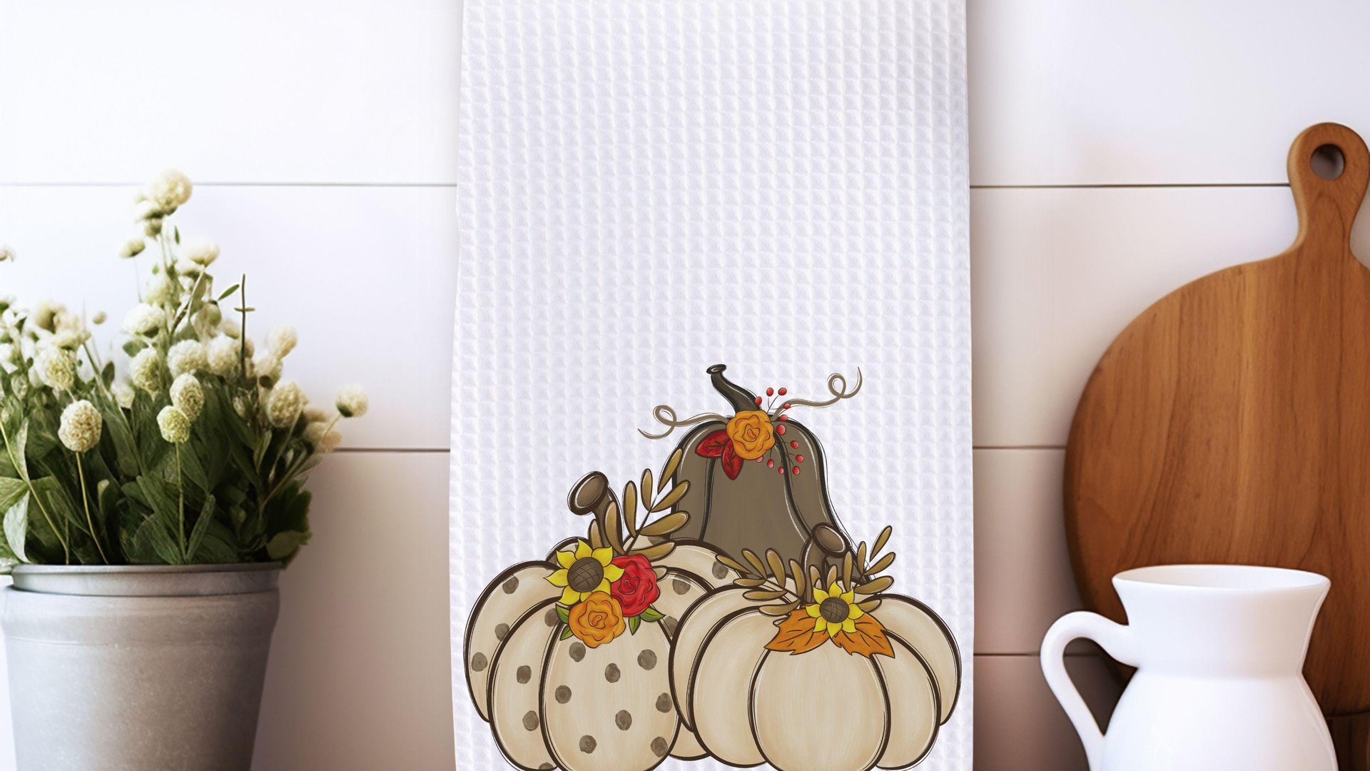 cream pumpkin kitchen towels fall kitchen decor, Thanksgiving hostess gifts for women, sunflower pumpkin hand towels for bathroom, brown