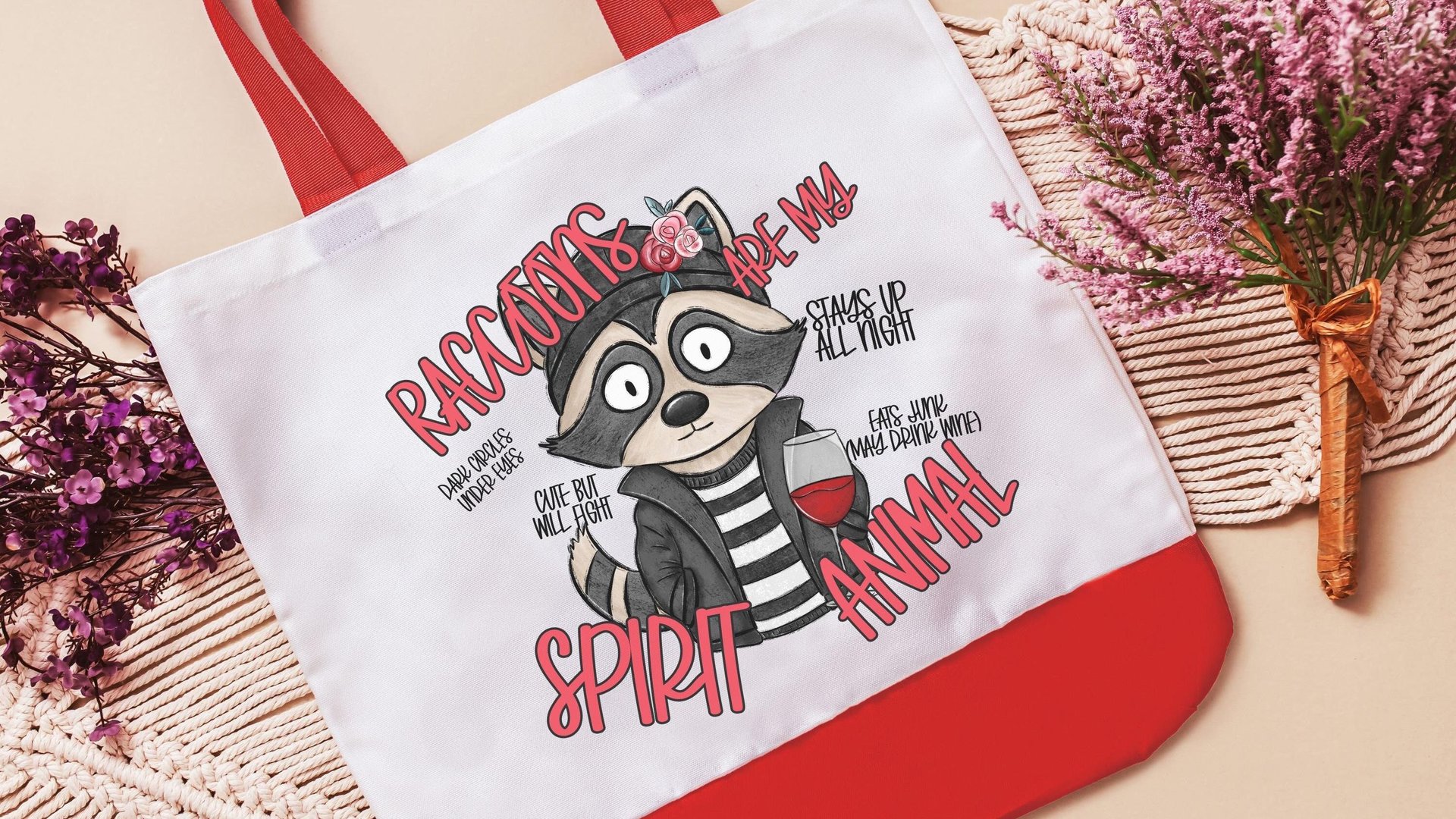 raccoon spirit animal funny tote bag for her, trash panda raccoon gift for women, Galentines day gifts for best friend, sassy tote bag for