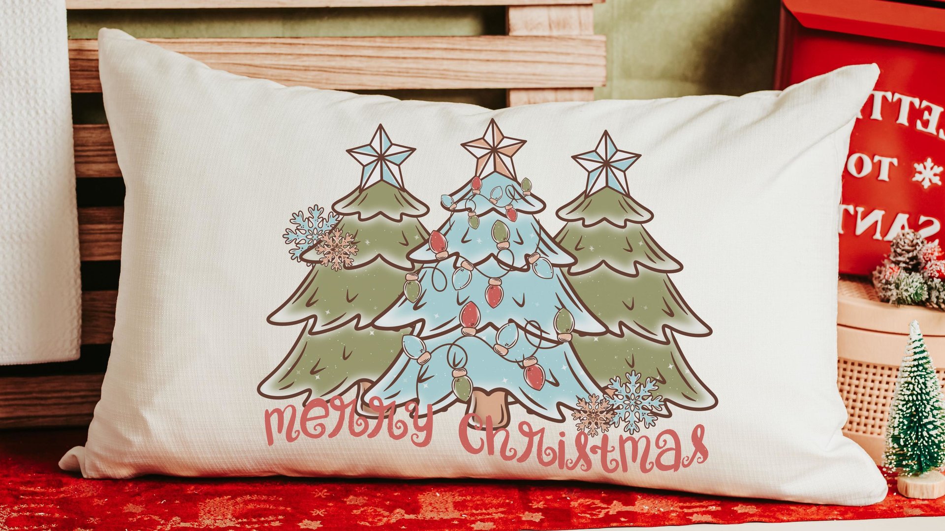 boho Christmas lumbar pillows for couch, moss green Christmas ornaments for 2026, Merry Christmas kitchen towels for new home, terracotta