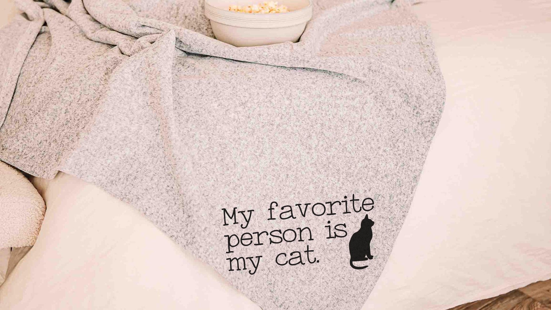 my favorite person is my cat throw blanket for bed, cozy Christmas gifts for cat lovers, snuggle blanket 50x60, cat mom blanket, cute cat
