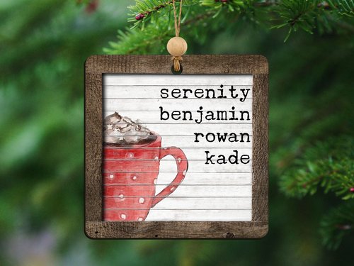 Personalized Hot Chocolate Christmas Ornament and Stocking Tag