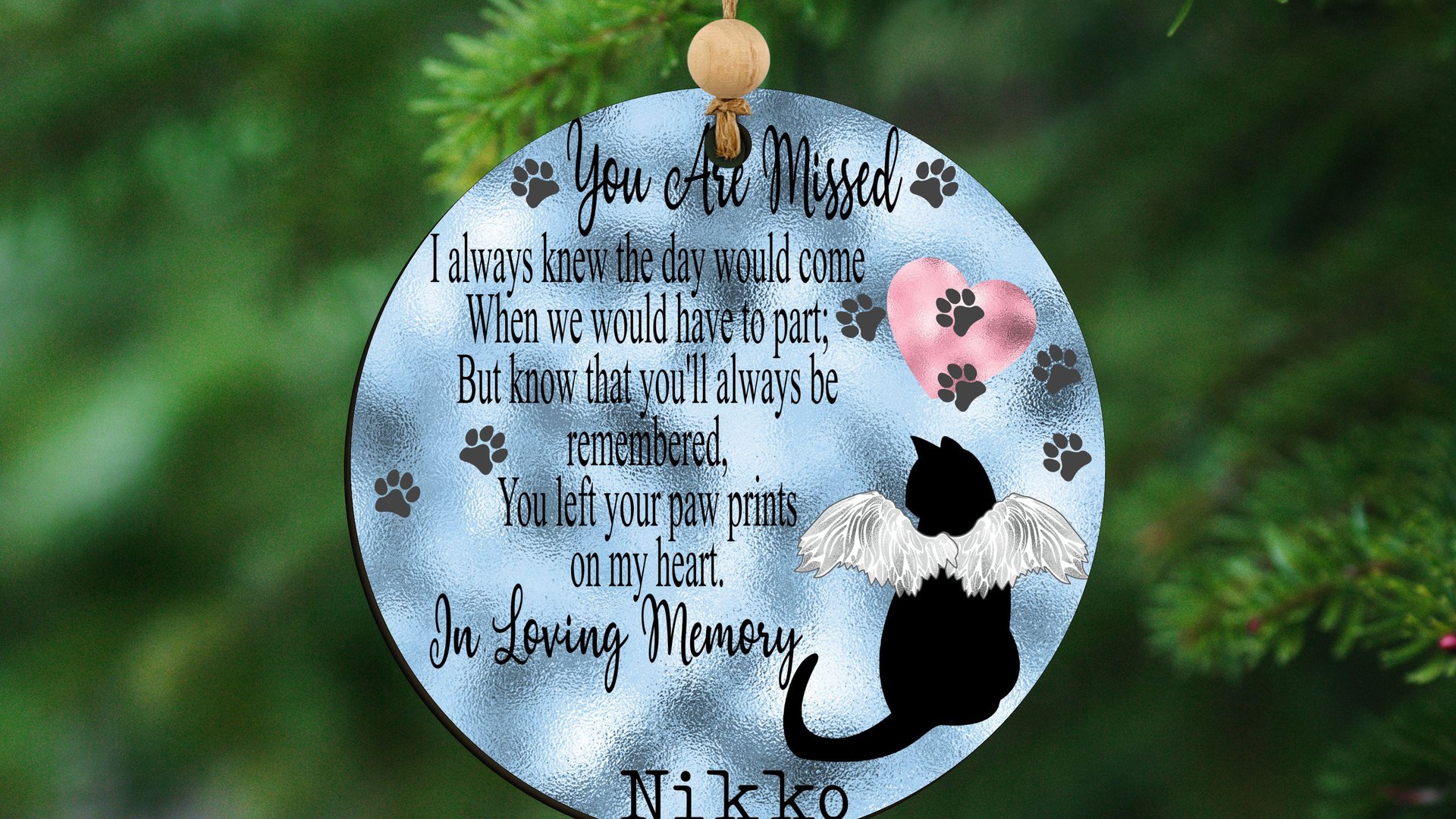 in loving memory ornament personalized paw prints on my heart cat memorial keepsake, cat loss bereavement gifts for women, loss of cat