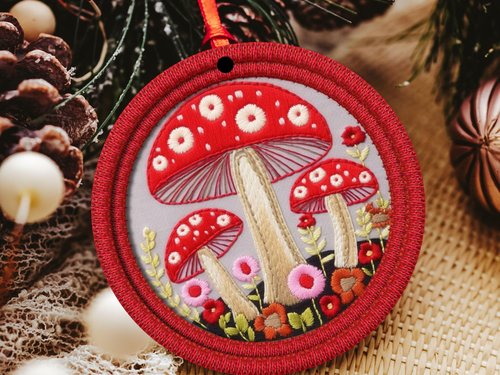 Red Toadstool Ornament or Car Charm