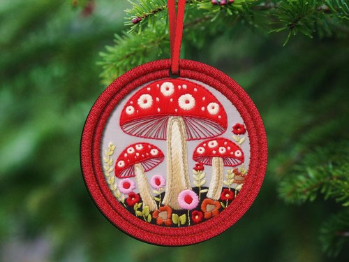 Red Toadstool Ornament or Car Charm