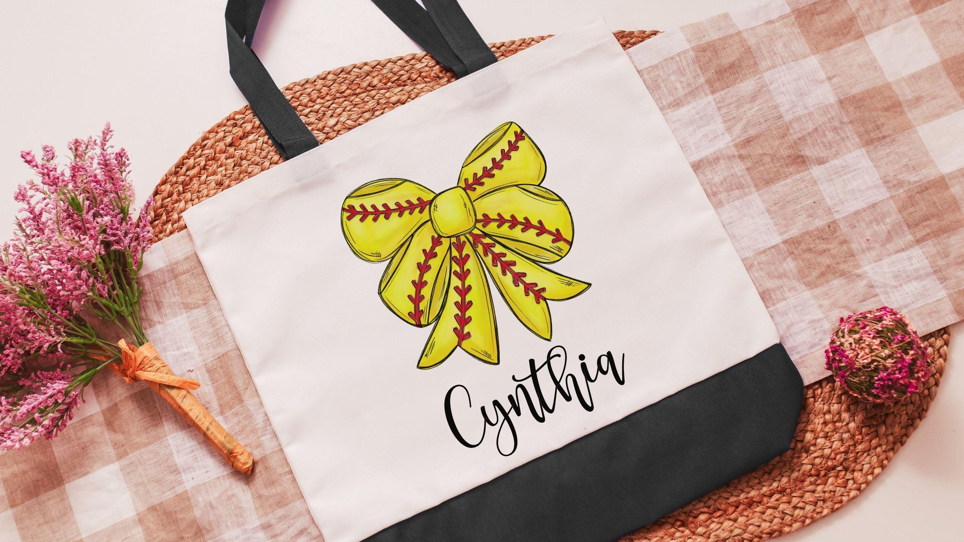 personalized softball coquette tote bag best seller, softball mom gifts, softball coach tote bag with name, softball senior night gifts