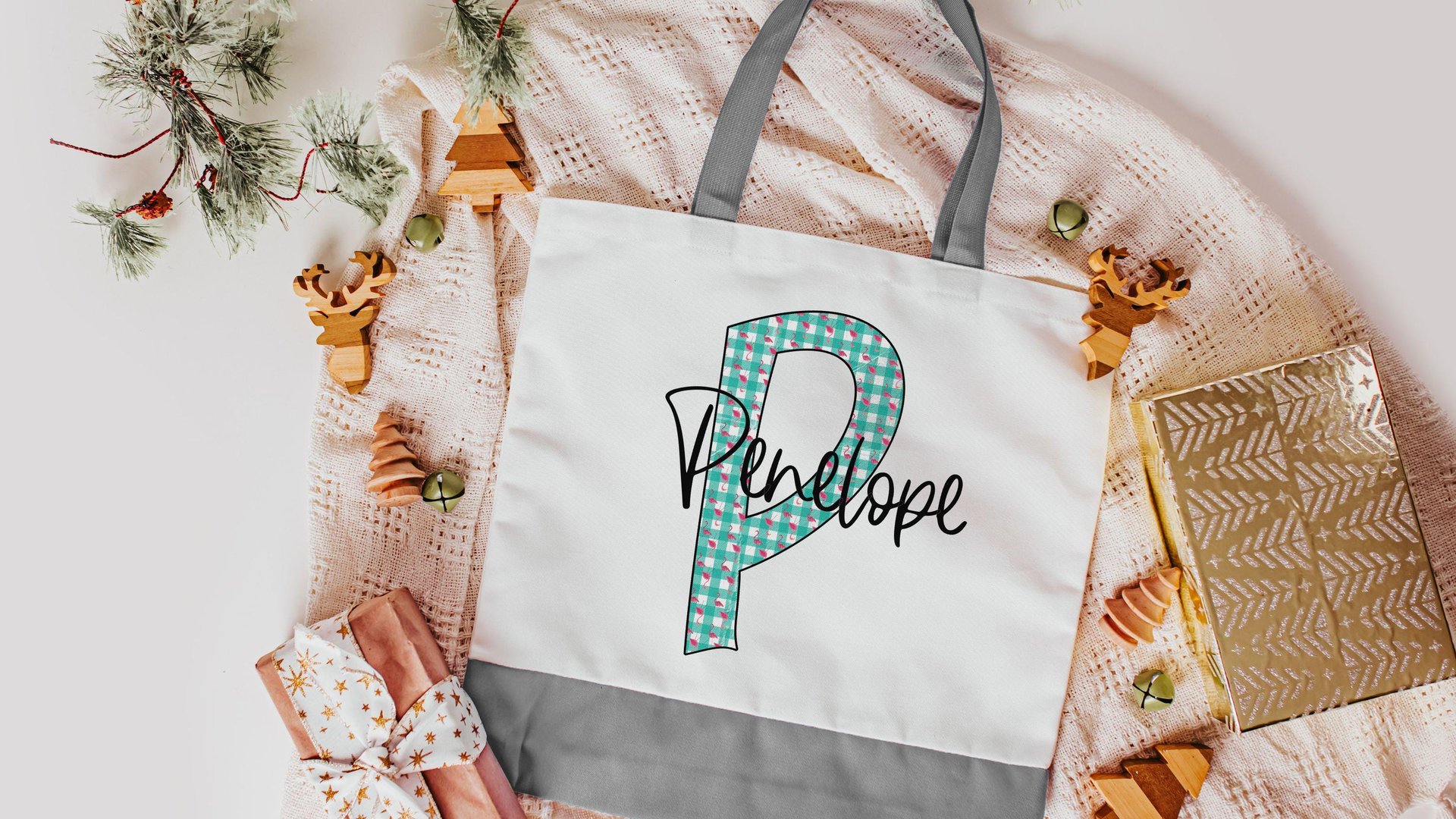 personalized initial tote bag with name, custom beach bag for teens, cute flamingo gifts for her, destination wedding bridesmaid gifts, best