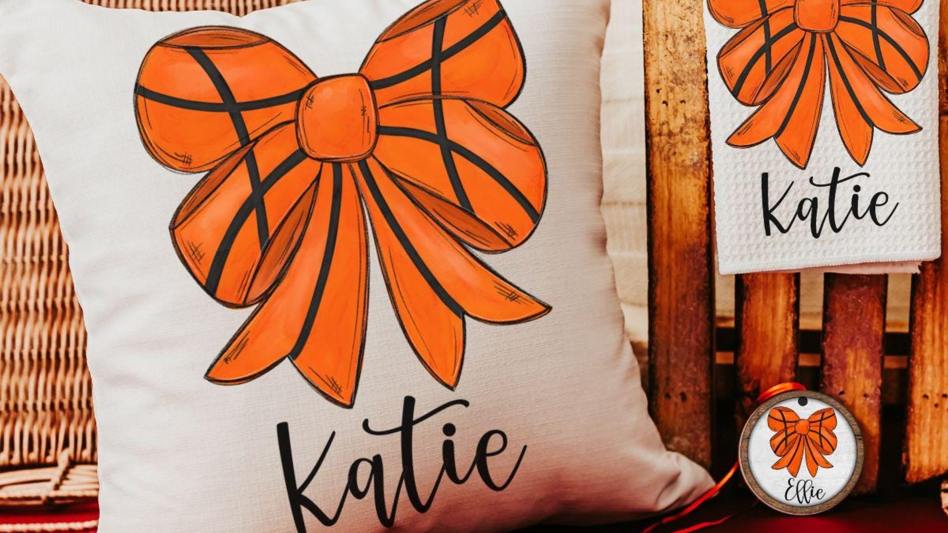 personalized girly basketball throw pillow for bed cute basketball gifts for girls, basketball coquette room decor for teens, basketball mom