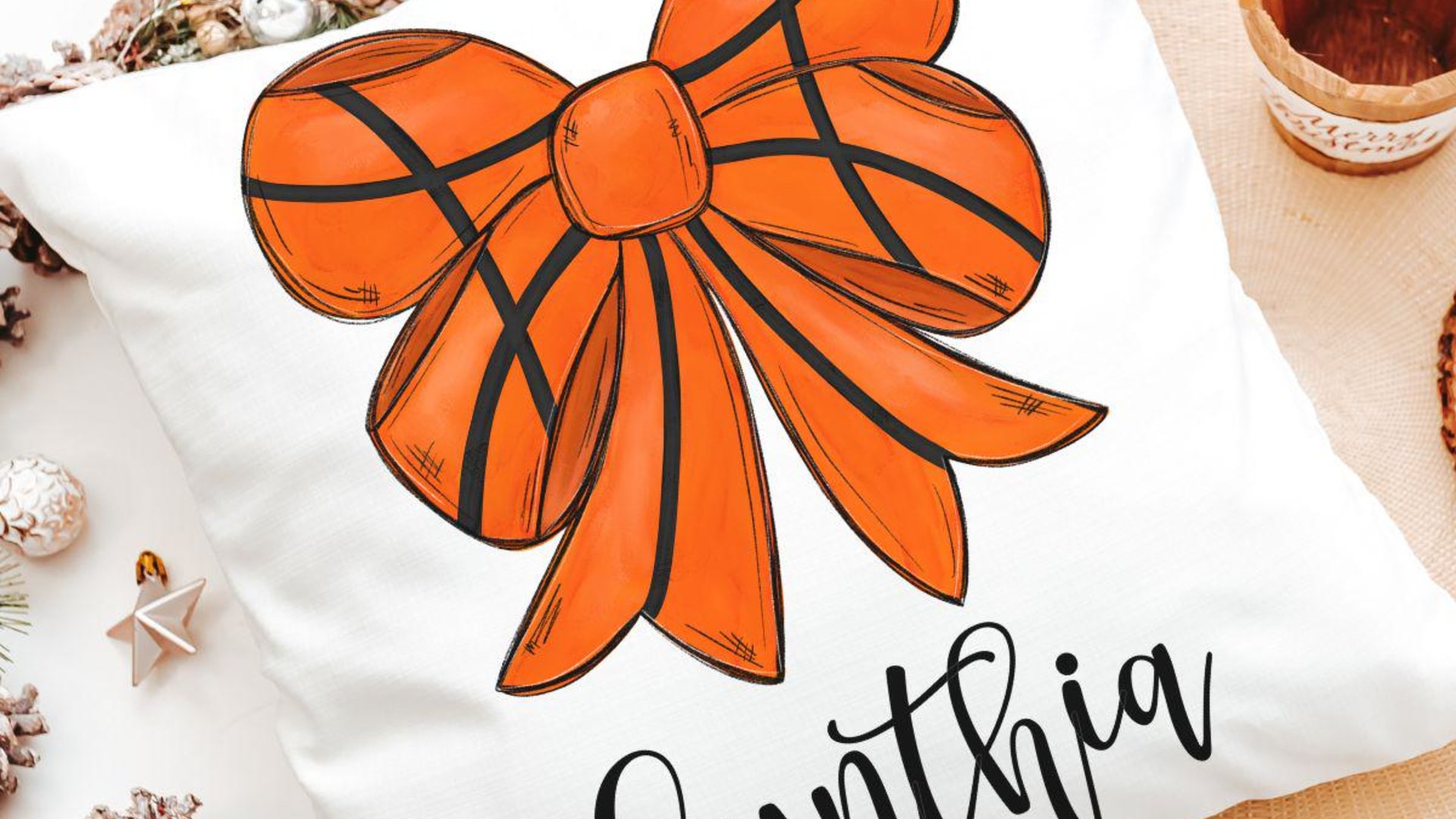 personalized basketball coquette kitchen towels with name, rally towel, girly basketball senior gifts for girls, cute basketball gifts for