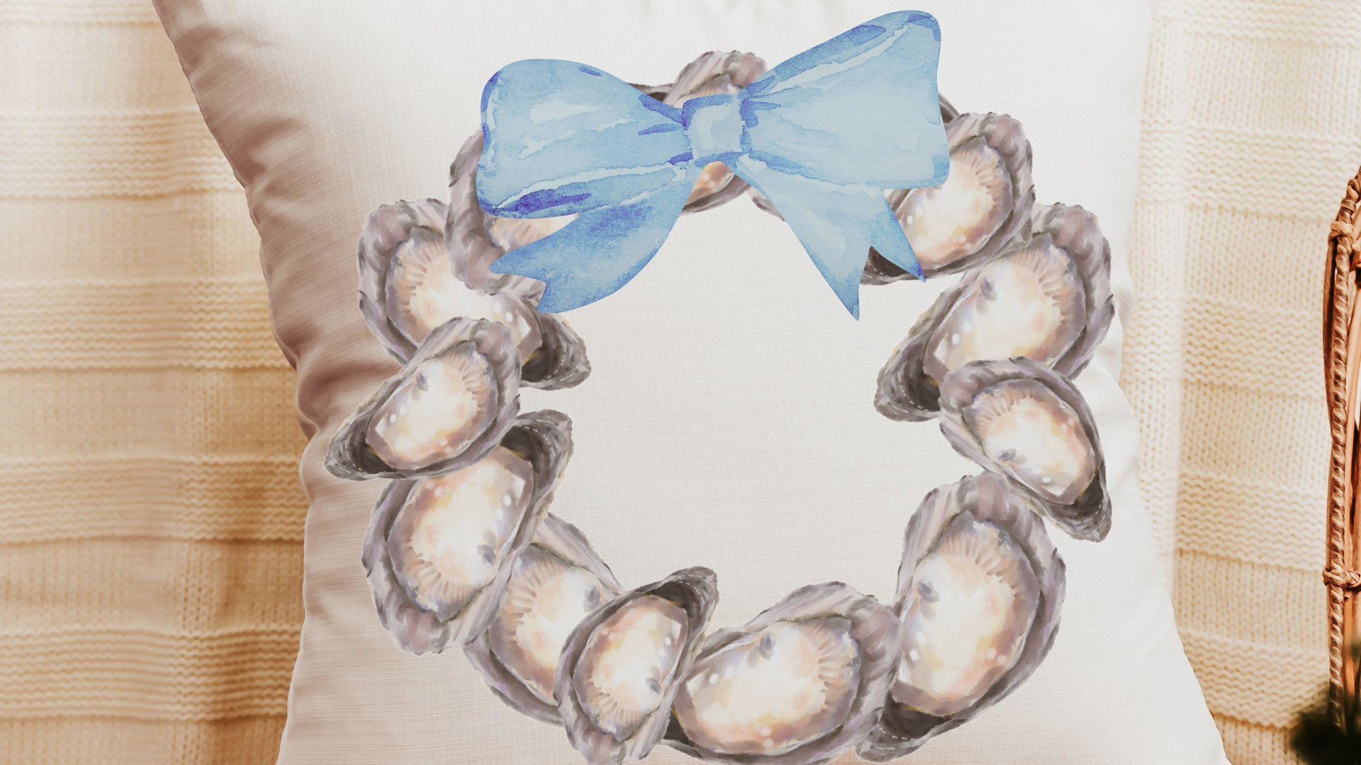 beach coquette hand towels for bathroom, oyster shell decor, Cape Cod hostess gifts for women, coastal cottage kitchen towels for mom, best