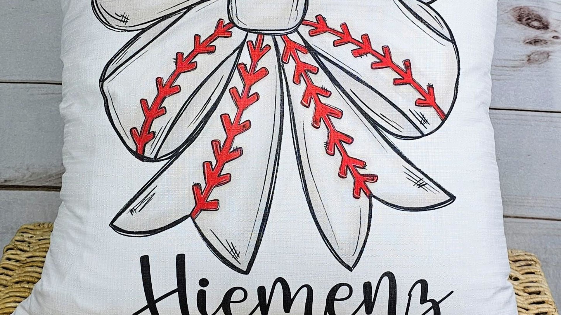 personalized baseball coquette throw pillows for dorm, baseball mom gift, cute baseball girl accessories, baseball girlfriend accent pillows