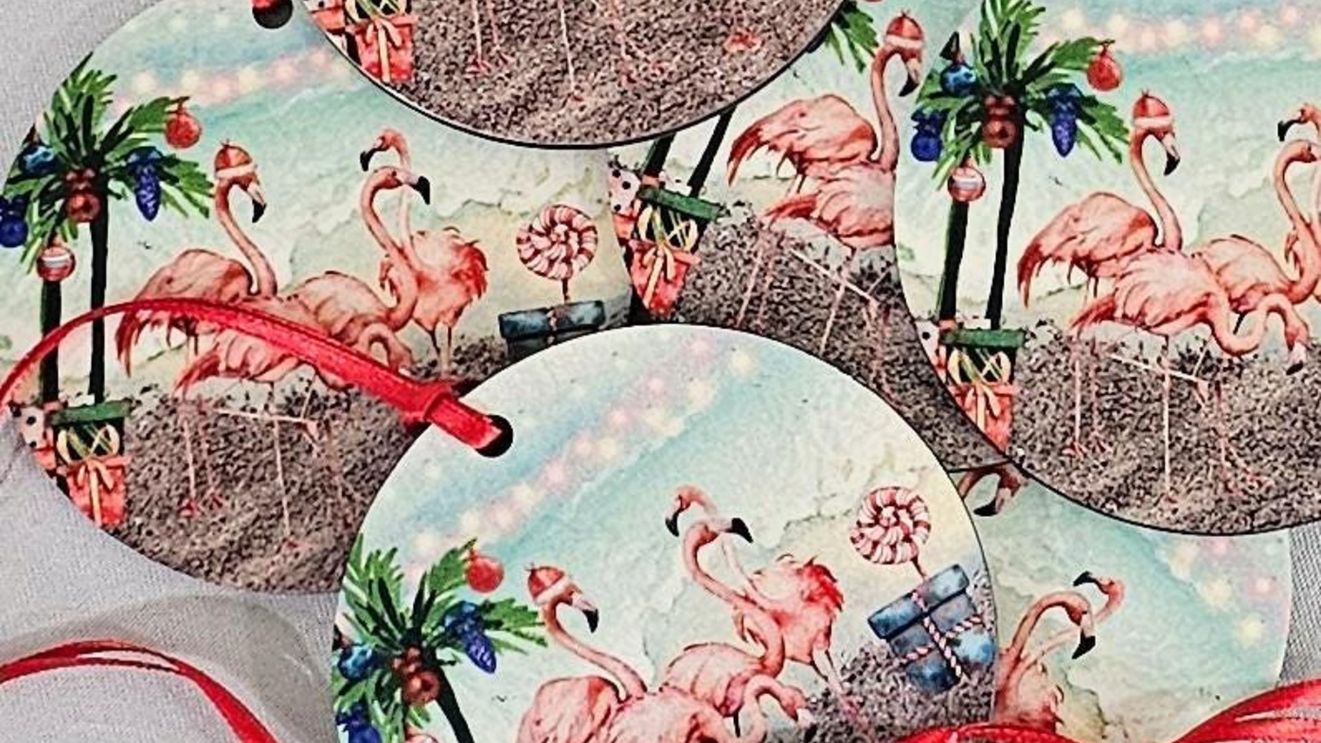 flamingo Christmas ornament, personalized gifts for Mom, beach Christmas ornaments, white elephant gifts, coastal Christmas ornaments, best