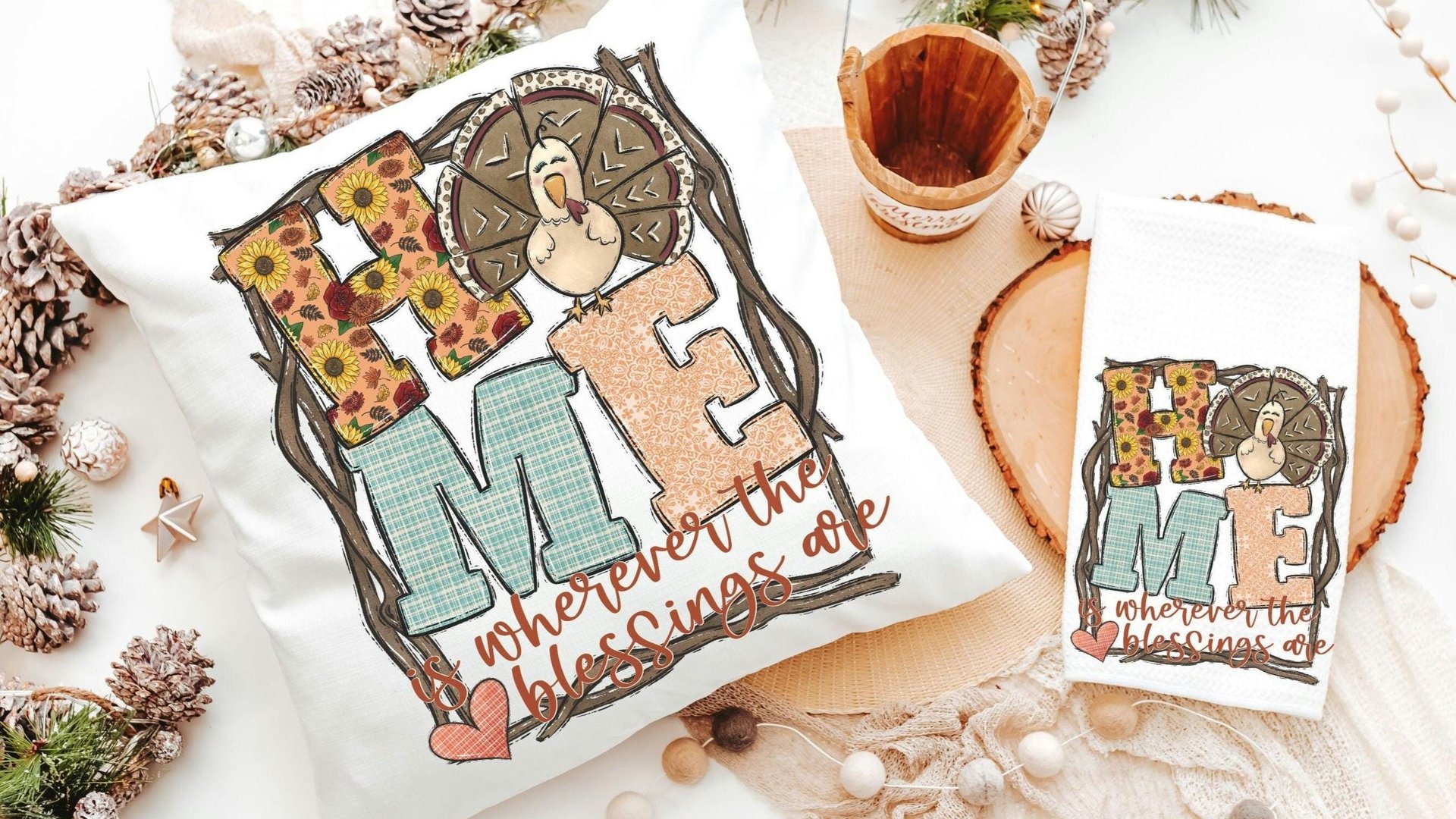 home throw pillow for couch, autumn leaves sunflower kitchen towels for fall turkey decor, Thanksgiving hostess gifts for women, new home