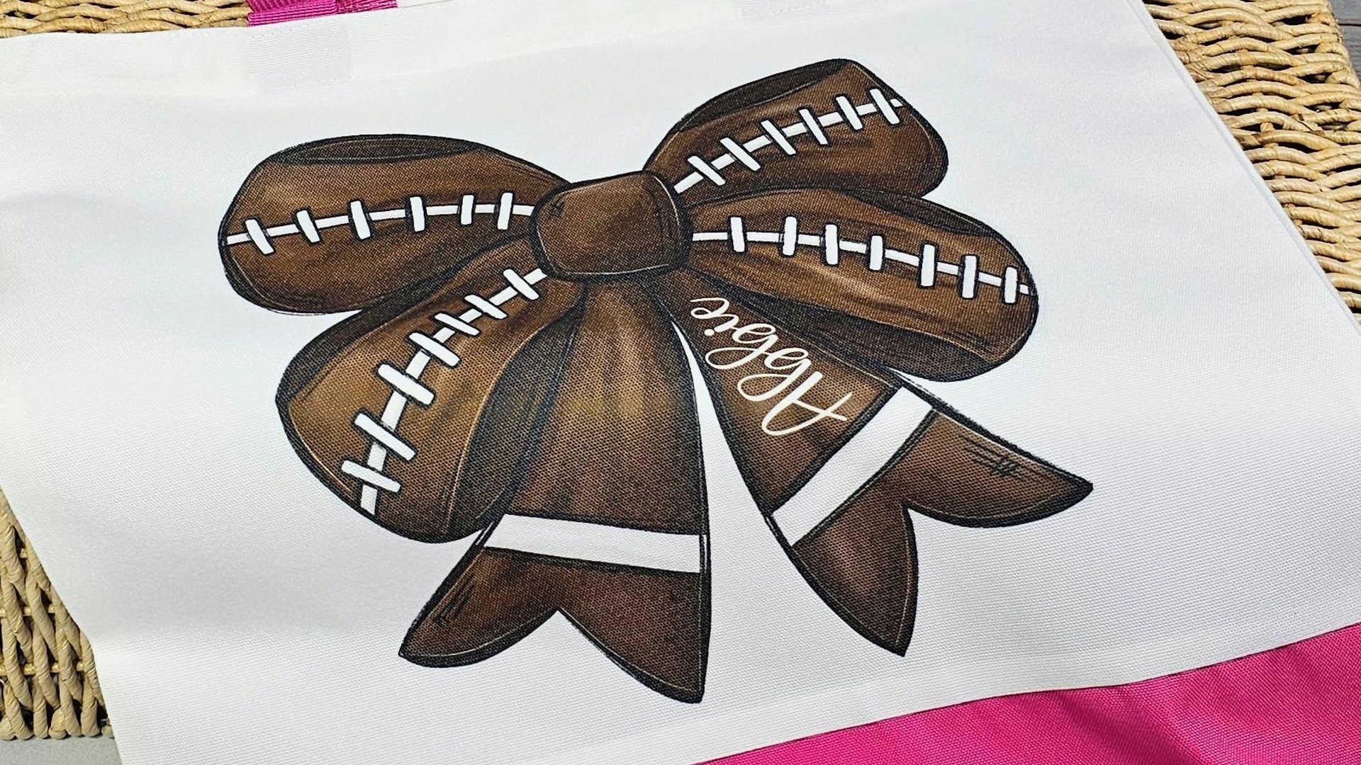 personalized football coquette tote bag for school, cute football cheerleader graduation gift for girls, football mom gifts from son, flag