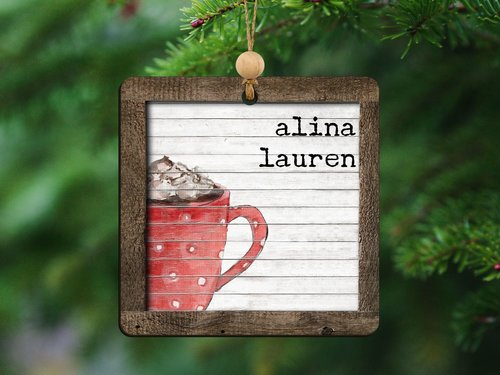 Personalized Hot Chocolate Christmas Ornament and Stocking Tag