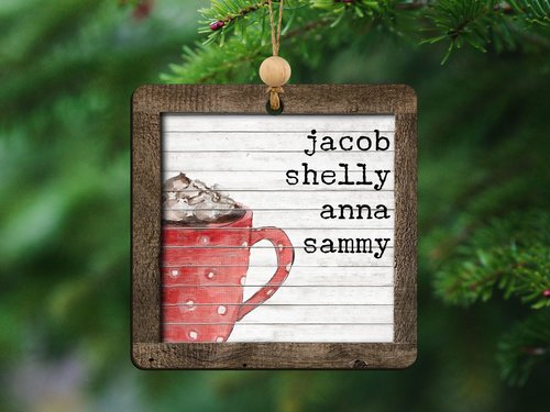 Personalized Hot Chocolate Christmas Ornament and Stocking Tag