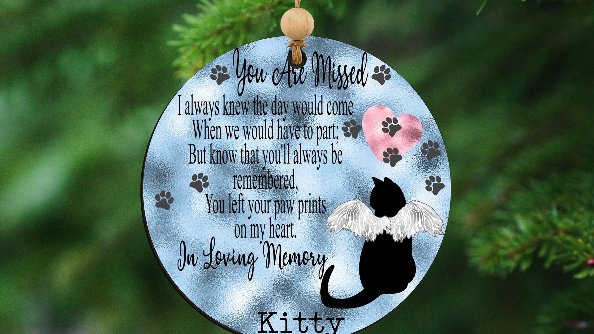 in loving memory ornament personalized paw prints on my heart cat memorial keepsake, cat loss bereavement gifts for women, loss of cat